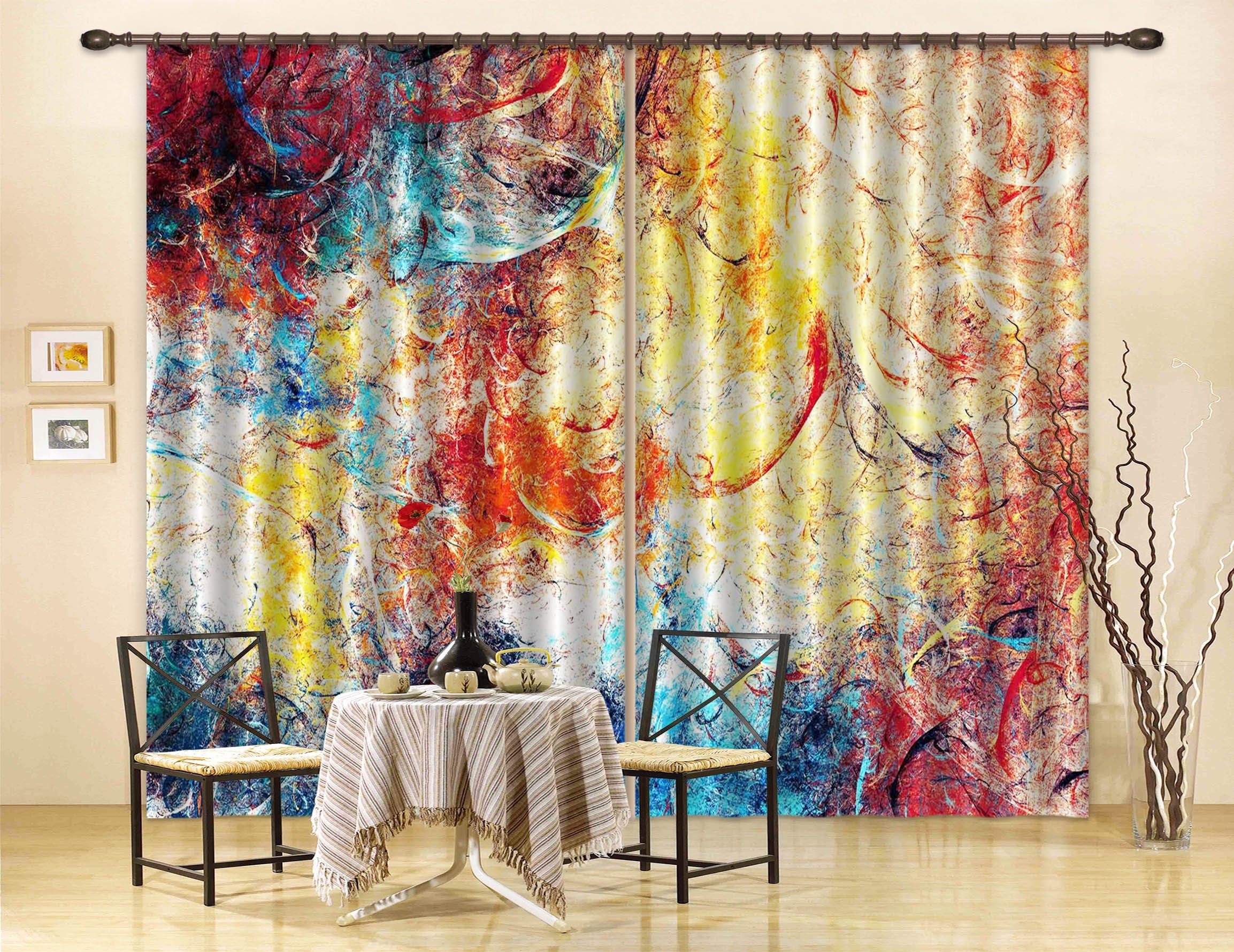 3D Colored Scratches 7 Curtains Drapes Curtains AJ Creativity Home 