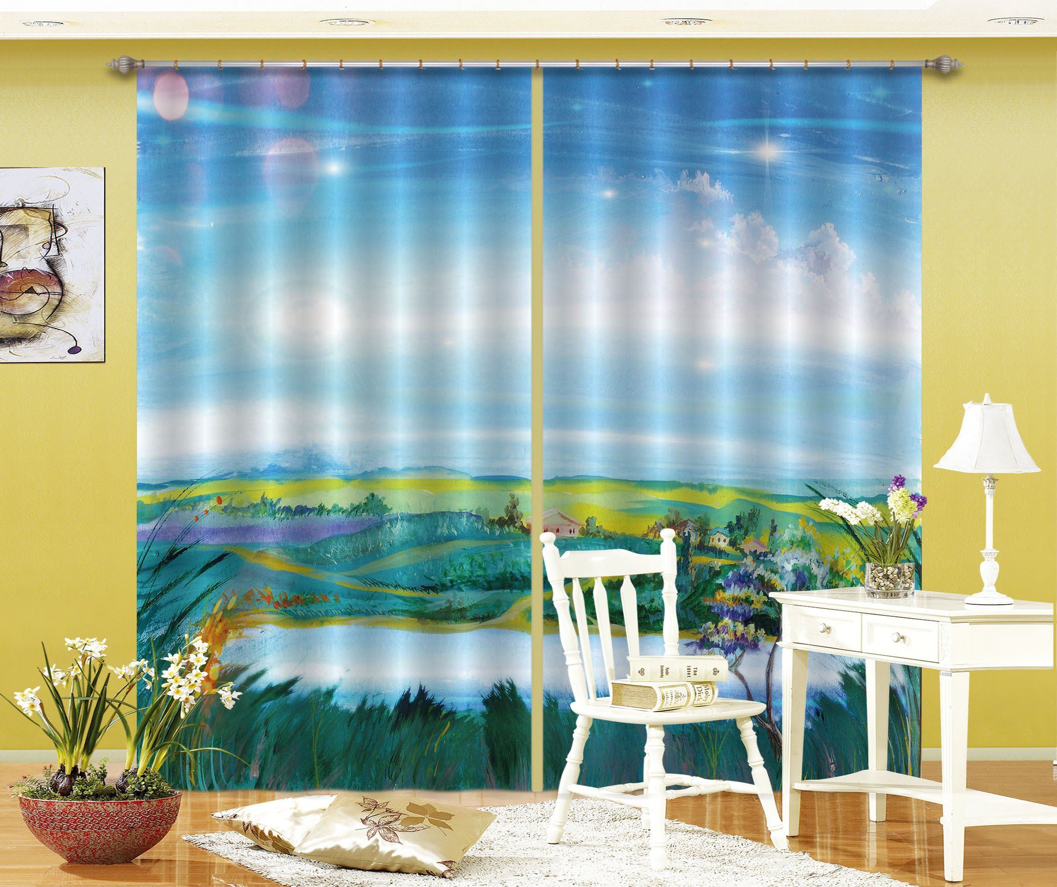 3D Lake Scenery Painting 687 Curtains Drapes Wallpaper AJ Wallpaper 