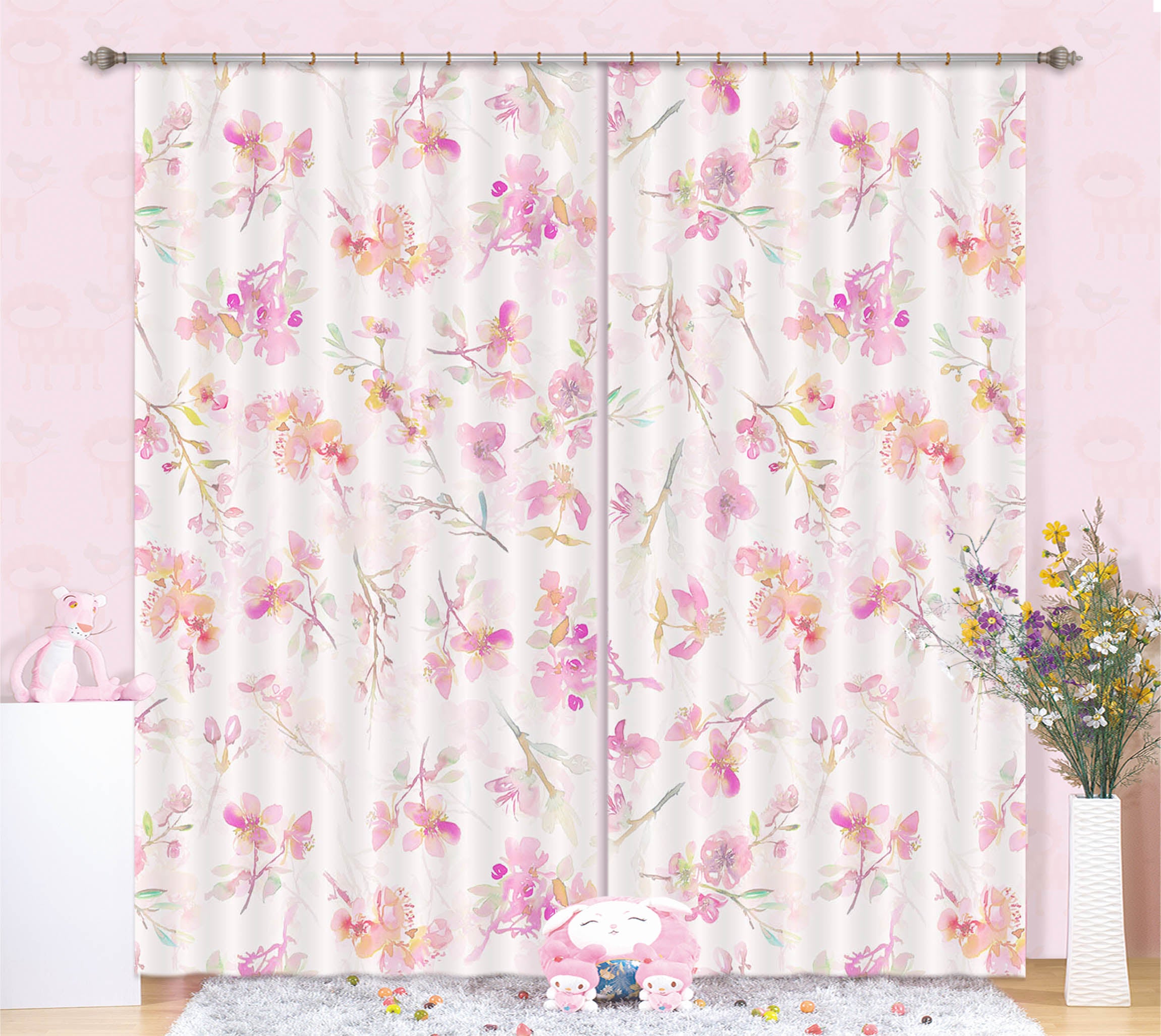 3D Graffiti Flowers 221 Uta Naumann Curtain Curtains Drapes