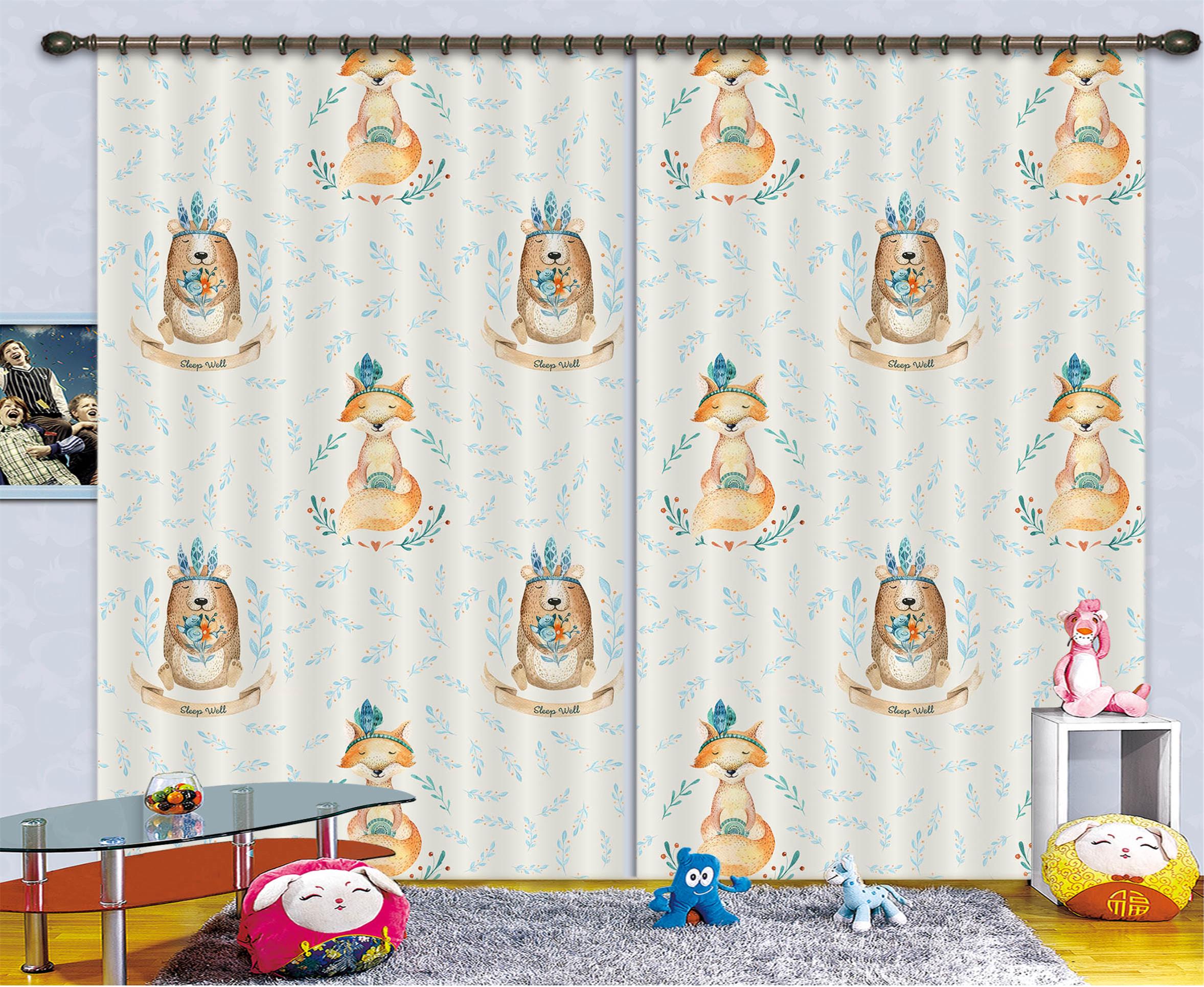 3D Bear Fox 121 Uta Naumann Curtain Curtains Drapes