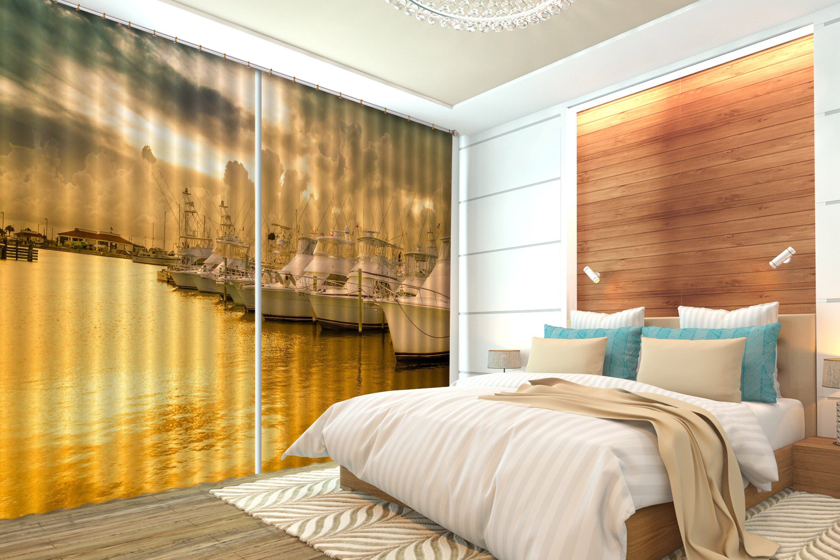 3D Port Yachts 329 Curtains Drapes Wallpaper AJ Wallpaper 