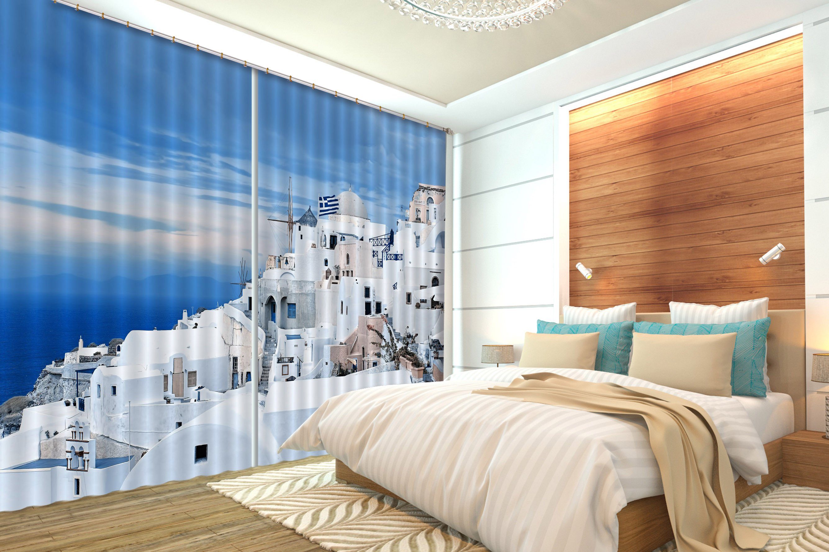 3D Santorini Island 256 Curtains Drapes Wallpaper AJ Wallpaper 