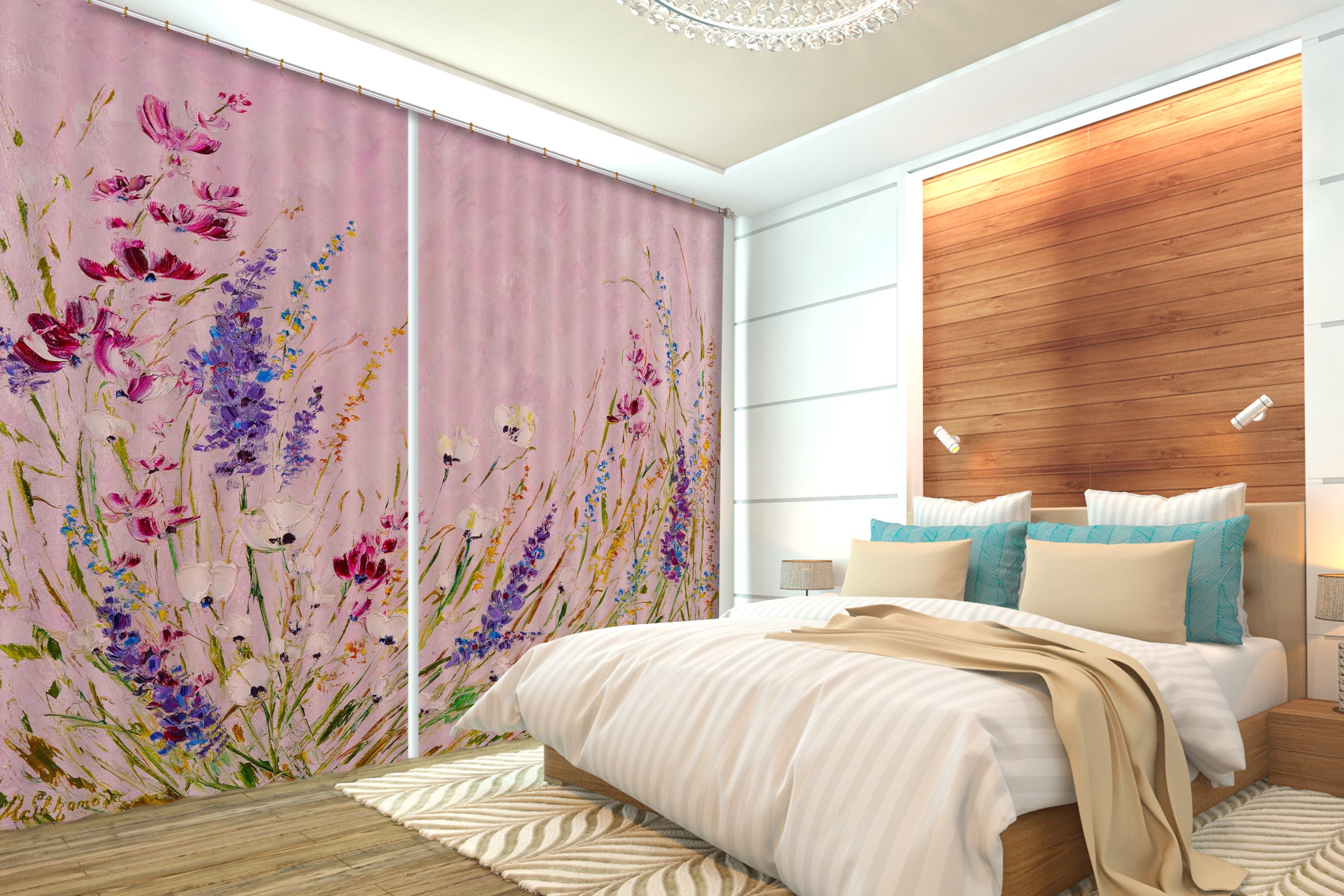 3D Lavender Flower 2371 Skromova Marina Curtain Curtains Drapes