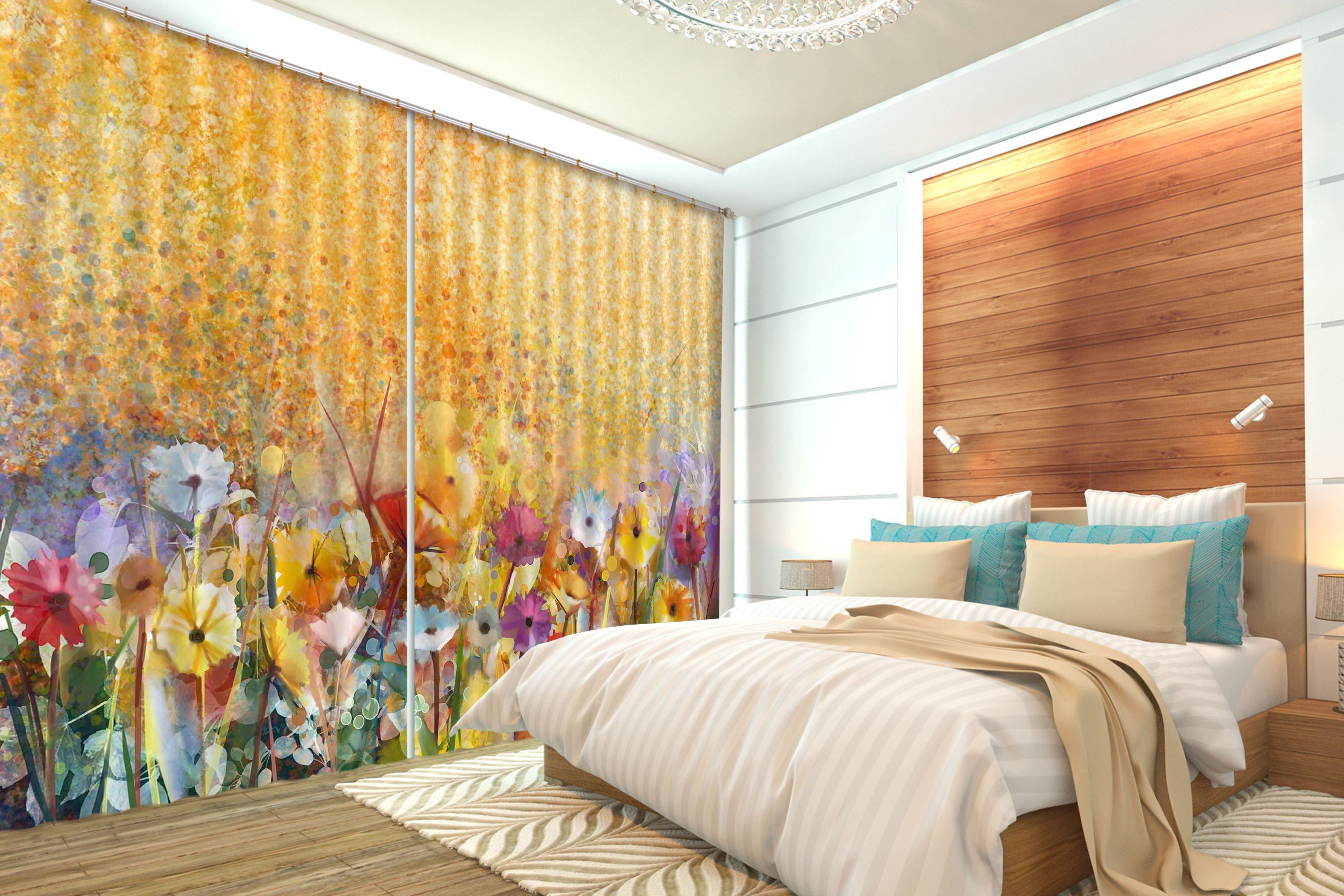 3D Flowers Dots 473 Curtains Drapes Wallpaper AJ Wallpaper 