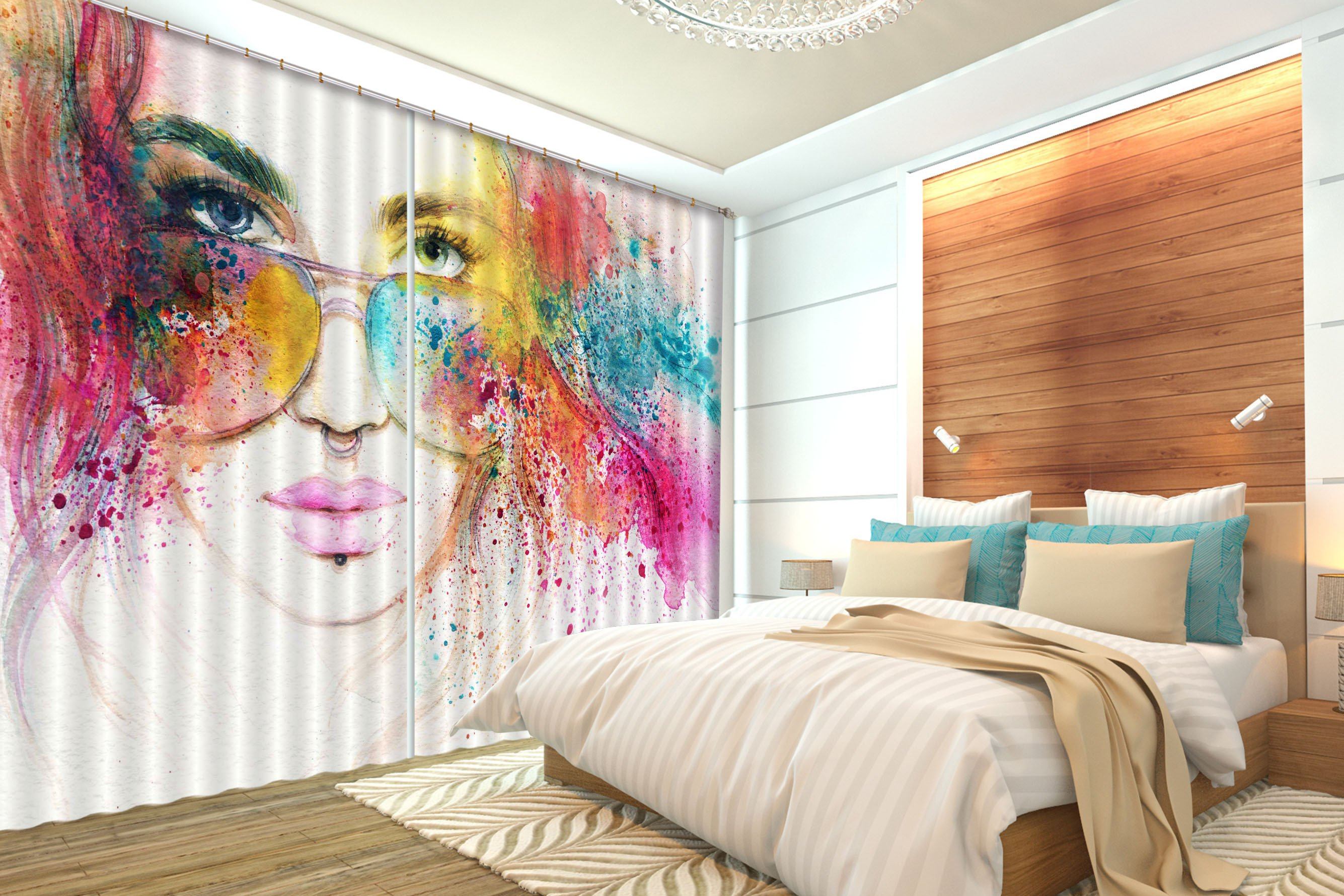 3D Graffiti Woman 530 Curtains Drapes Wallpaper AJ Wallpaper 