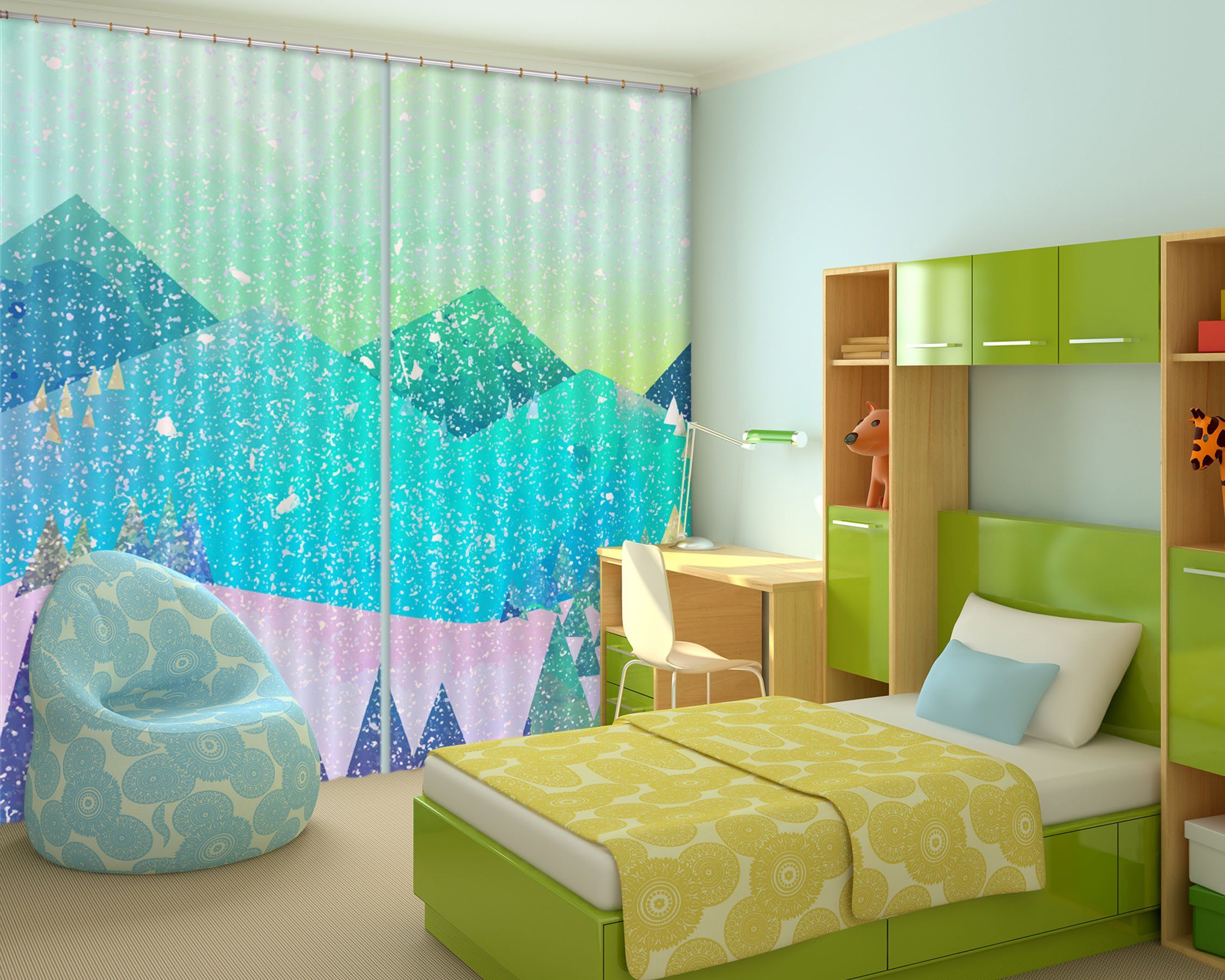 3D Mountains Pattern 413 Curtains Drapes Wallpaper AJ Wallpaper 