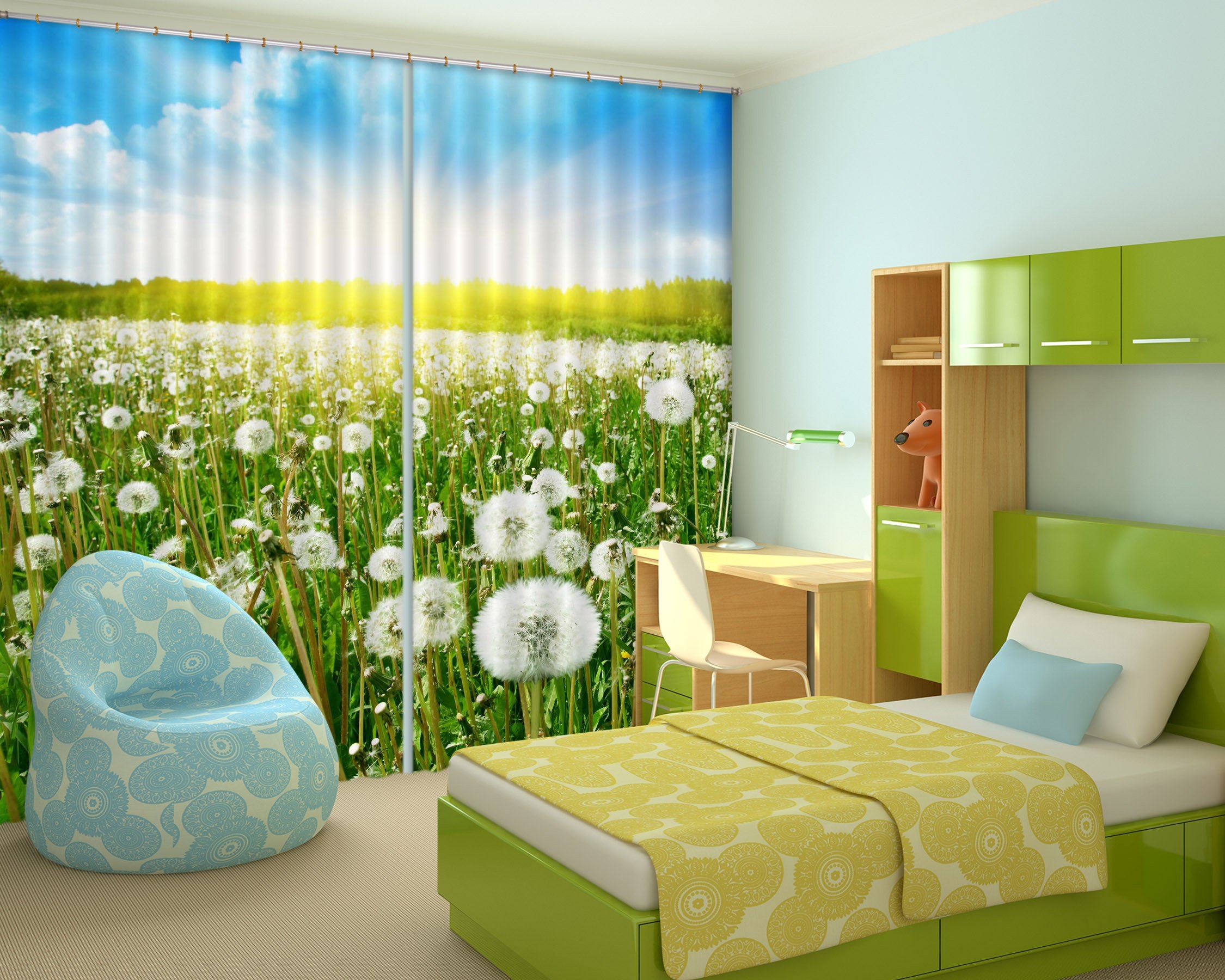 3D Dandelion Field 163 Curtains Drapes Wallpaper AJ Wallpaper 