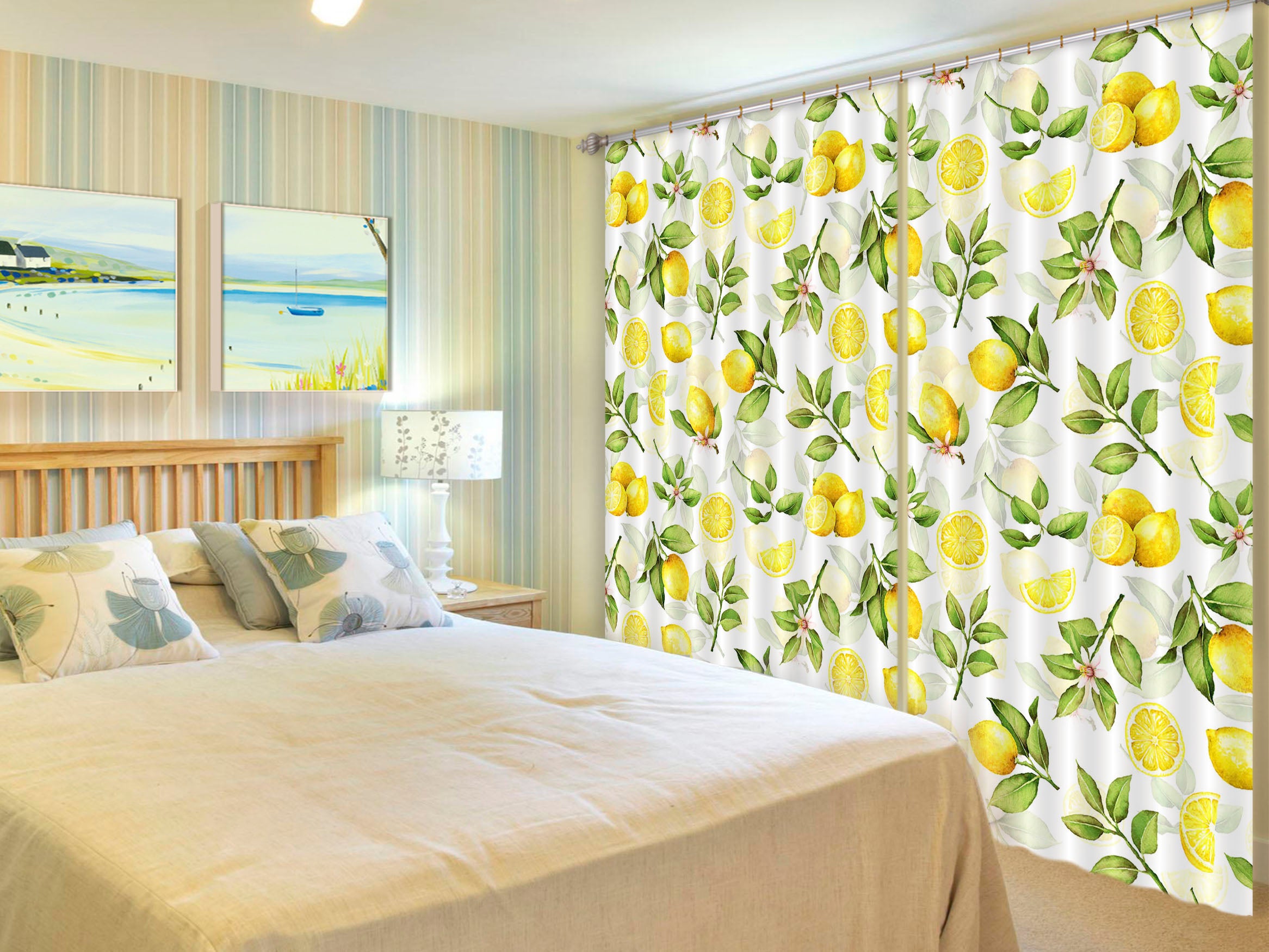 3D Lemon Leaf 216 Uta Naumann Curtain Curtains Drapes