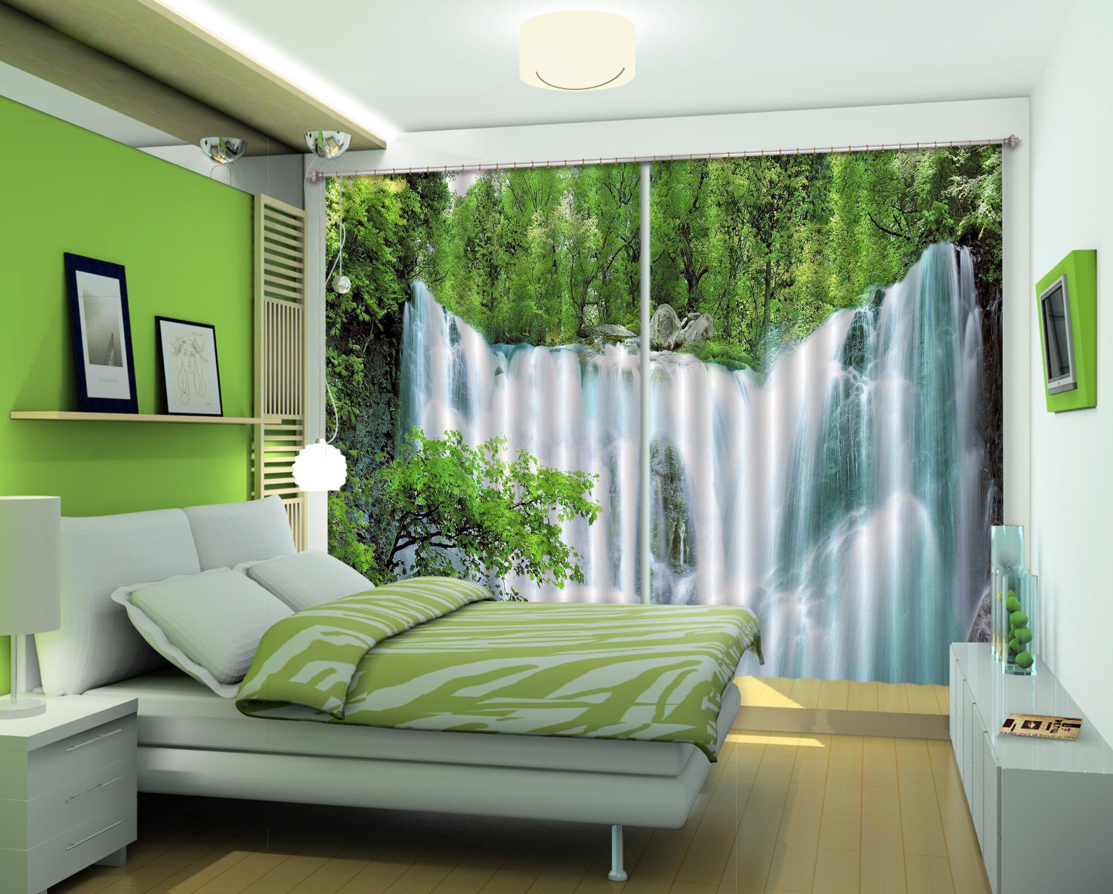 3D Waterfall Trees 185 Curtains Drapes Wallpaper AJ Wallpaper 