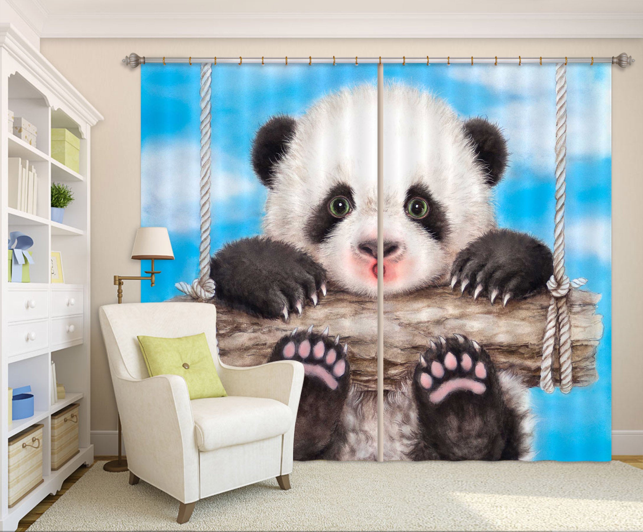 3D Panda Swing 9046 Kayomi Harai Curtain Curtains Drapes