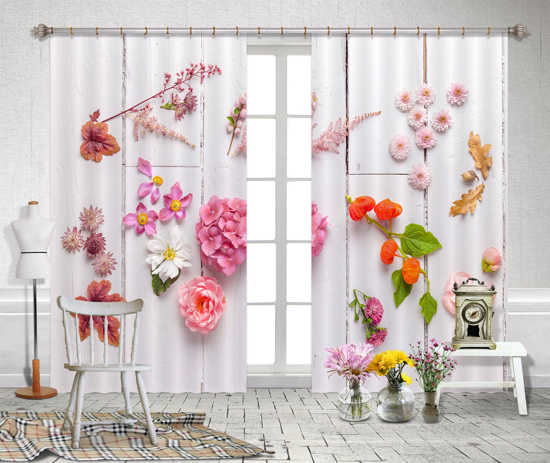 3D Beautiful Flowers 6316 Assaf Frank Curtain Curtains Drapes