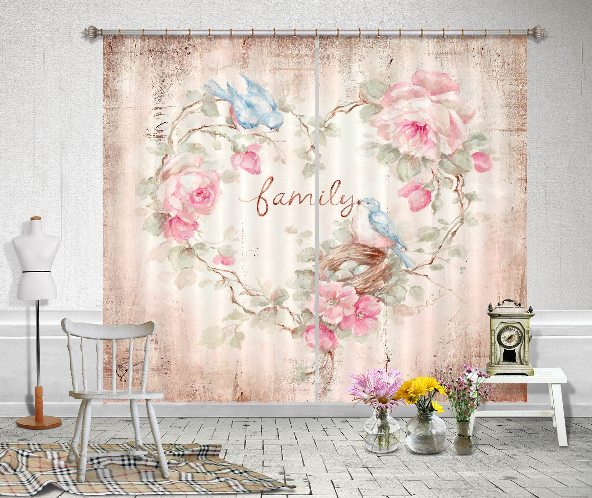 3D Heart Pattern 1005 Debi Coules Curtain Curtains Drapes