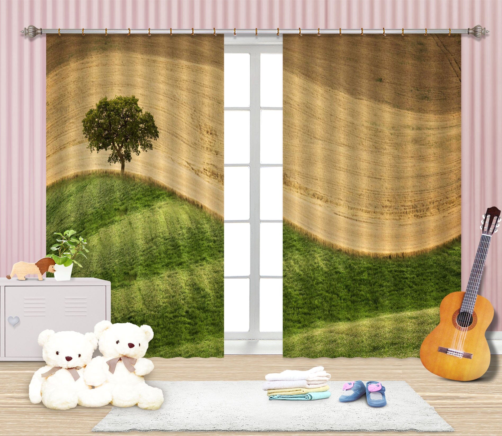 3D Sandy Grassland 164 Marco Carmassi Curtain Curtains Drapes Curtains AJ Creativity Home 