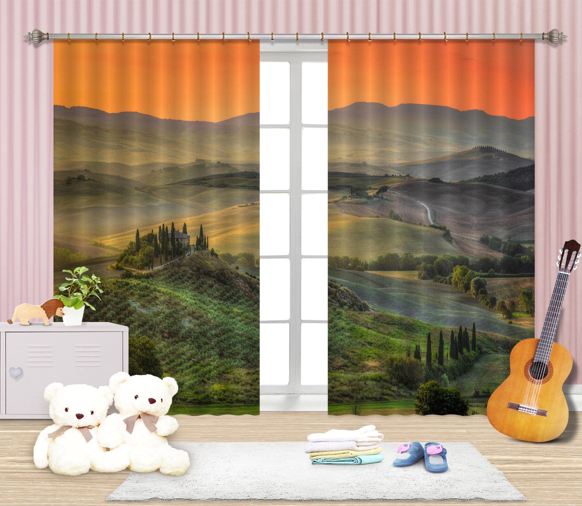 3D Valley At Dusk 104 Marco Carmassi Curtain Curtains Drapes Curtains AJ Creativity Home 