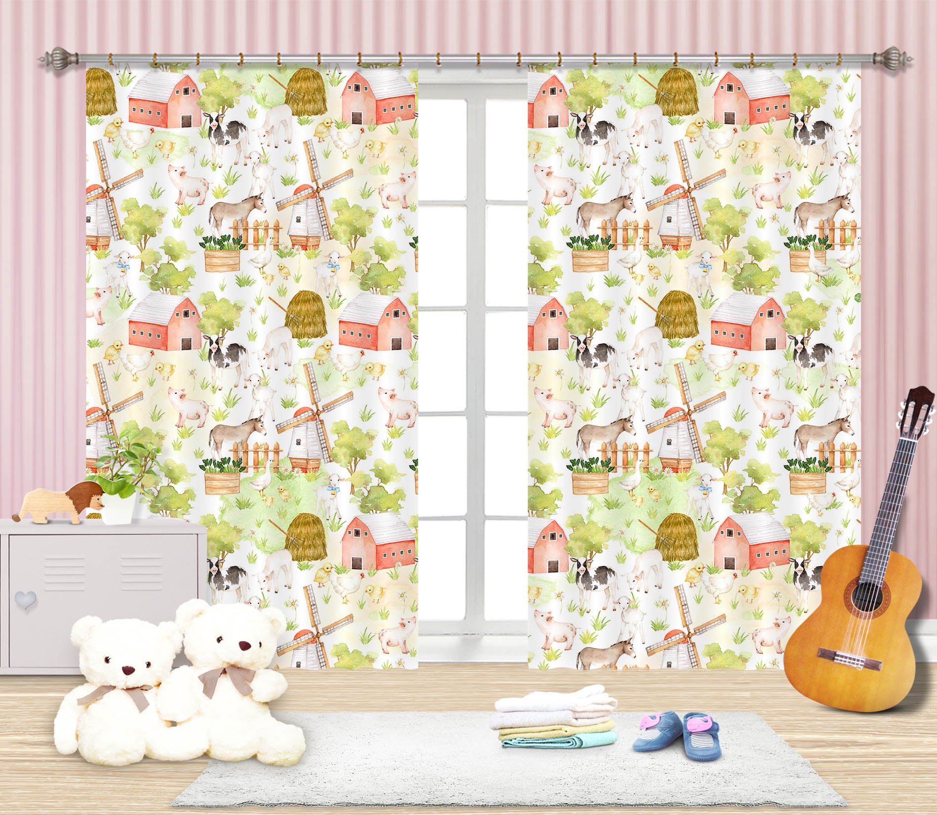 3D Horse Pig 127 Uta Naumann Curtain Curtains Drapes