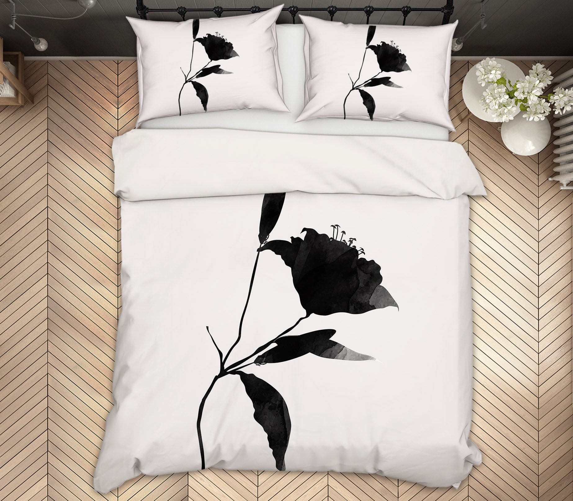 3D Black Flower 190 Boris Draschoff Bedding Bed Pillowcases Quilt