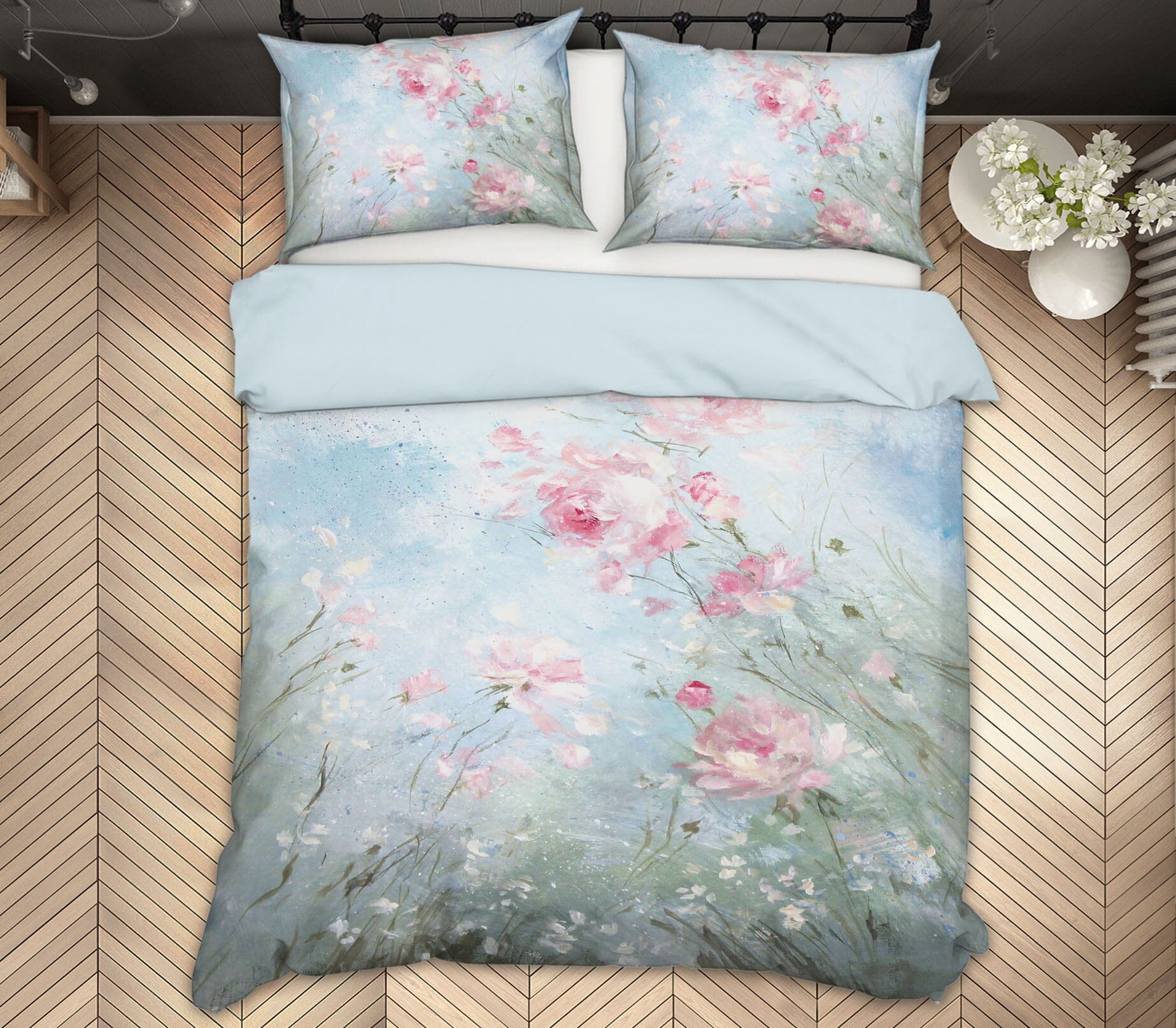 3D Pink Flowers 021 Debi Coules Bedding Bed Pillowcases Quilt Quiet Covers AJ Creativity Home 