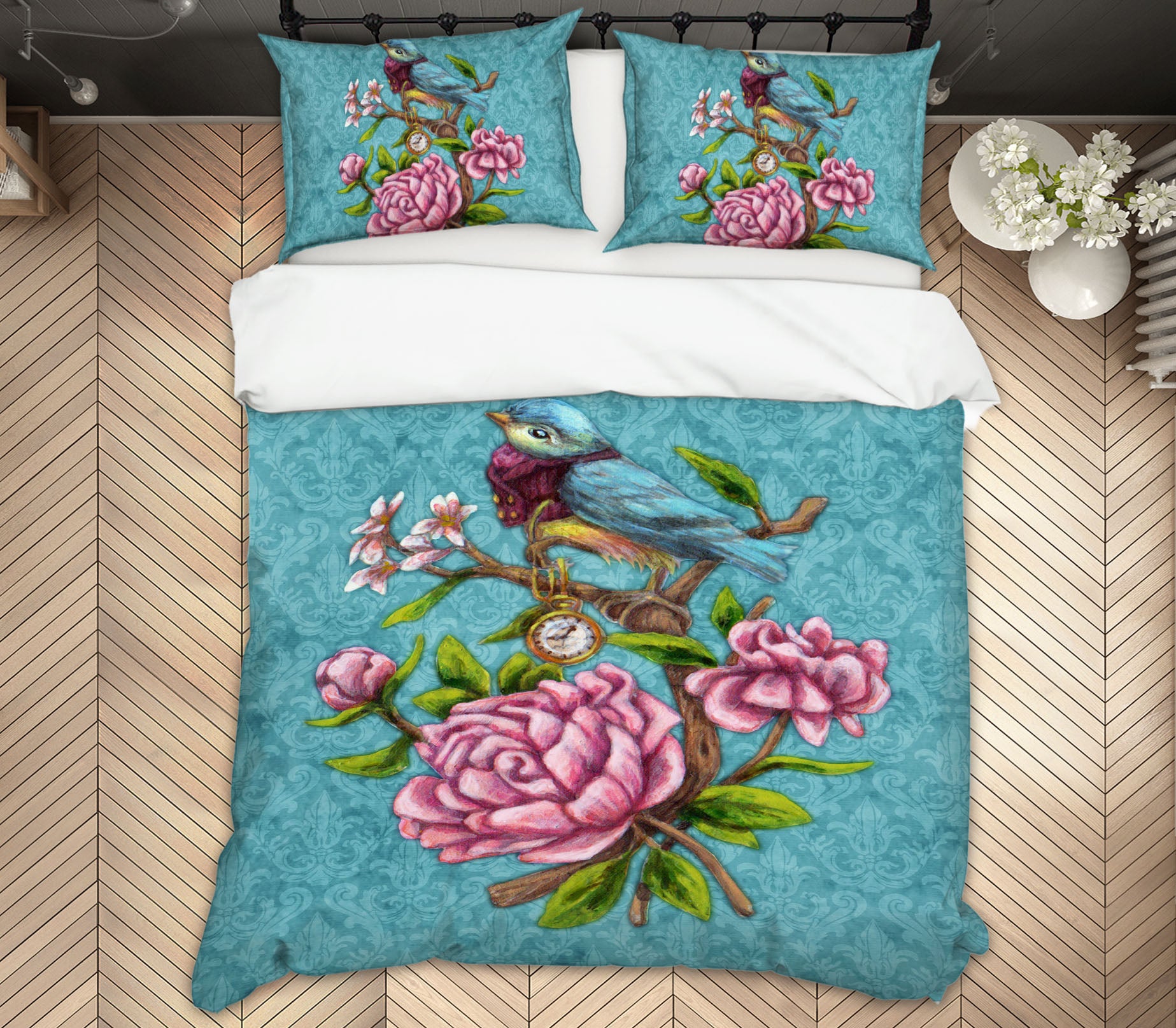 3D Pink Flower Bird 8821 Brigid Ashwood Bedding Bed Pillowcases Quilt Cover Duvet Cover