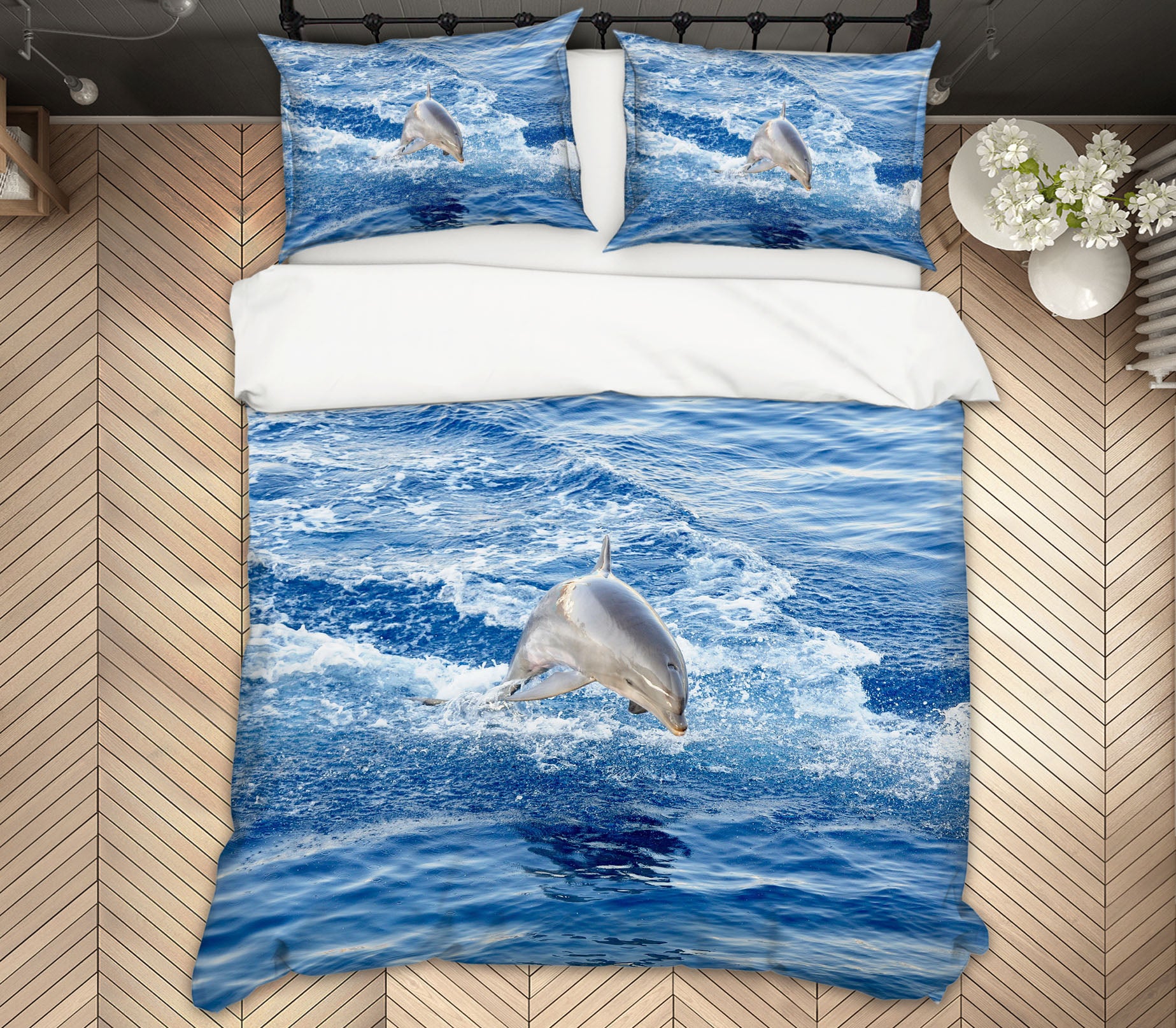 3D Dolphin Jump 19221 Bed Pillowcases Quilt