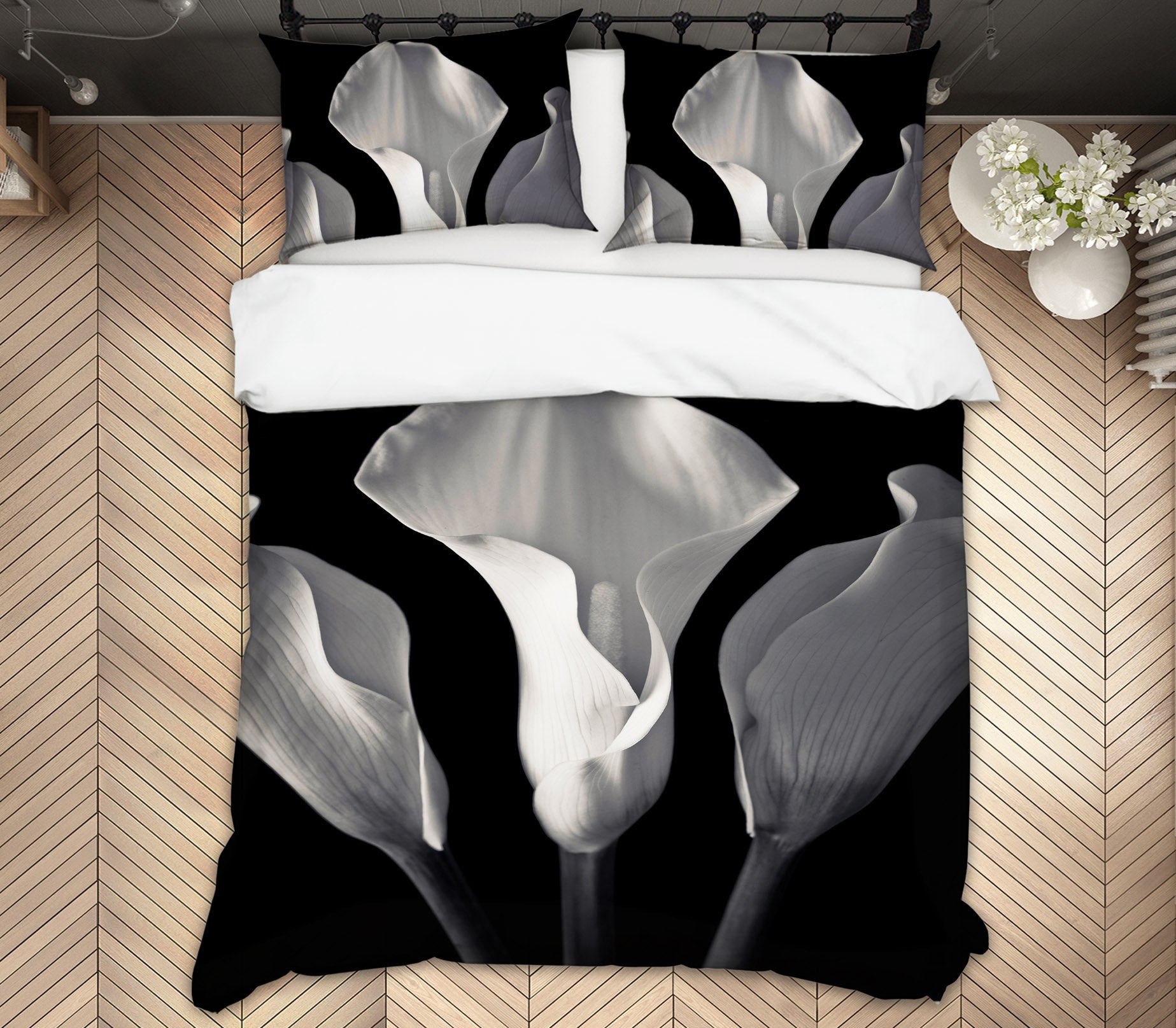 3D Black White Flowers 8588 Assaf Frank Bedding Bed Pillowcases Quilt