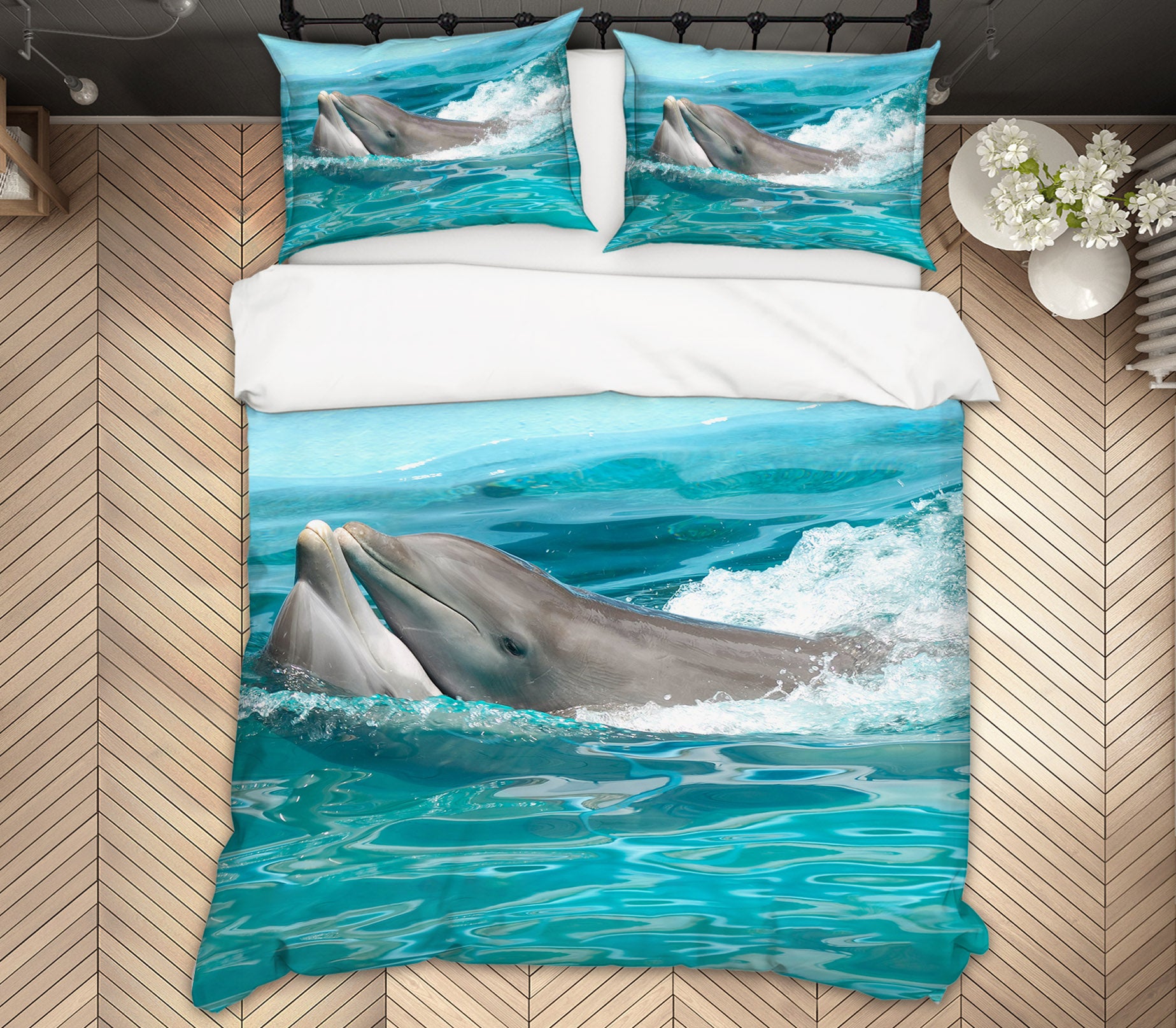 3D Sea Dolphin 19219 Bed Pillowcases Quilt