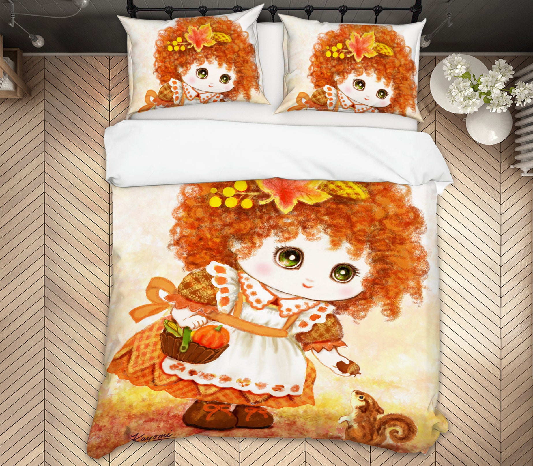 3D Maple Leaf Girl 5826 Kayomi Harai Bedding Bed Pillowcases Quilt Cover Duvet Cover