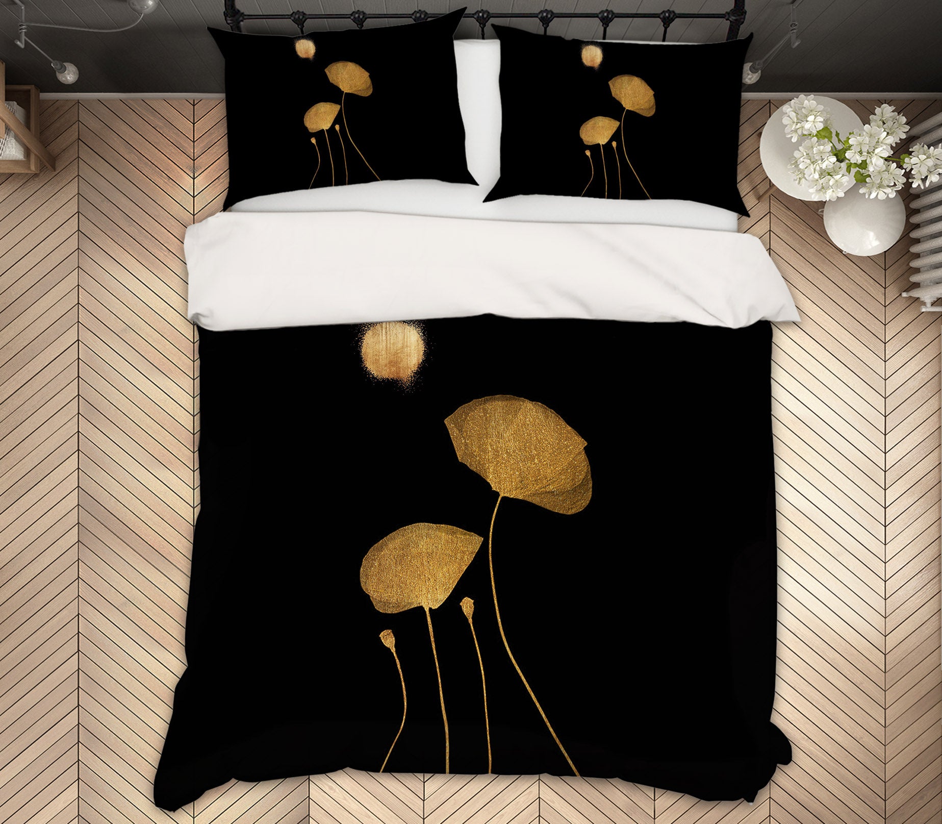 3D Golden Lotus Leaf 185 Boris Draschoff Bedding Bed Pillowcases Quilt