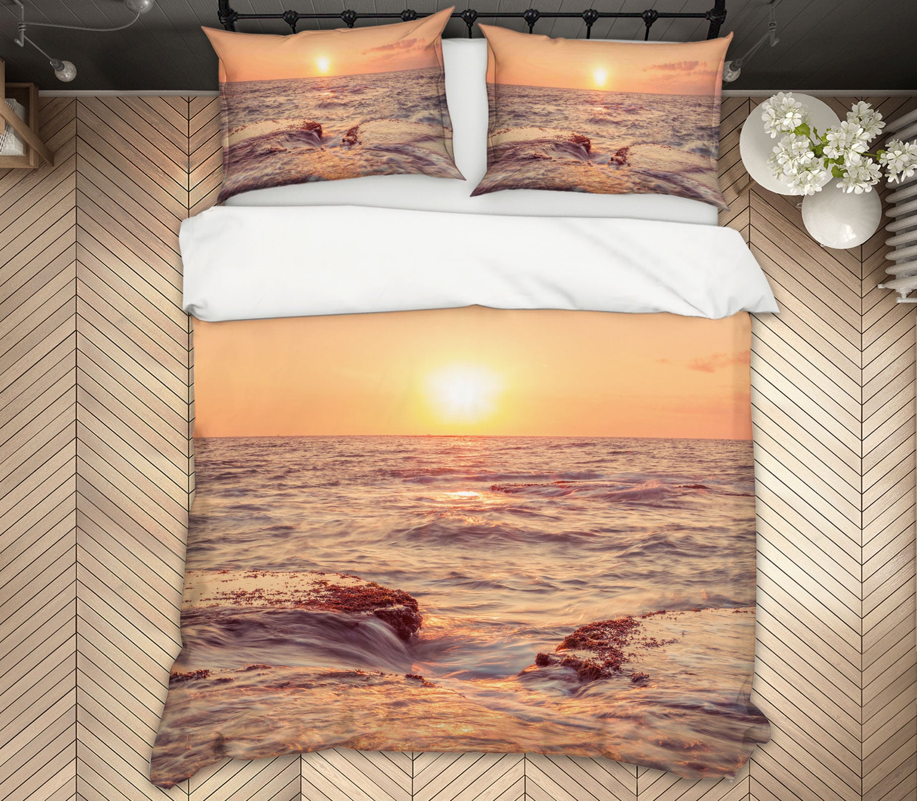 3D Sunset Ocean 1045 Assaf Frank Bedding Bed Pillowcases Quilt