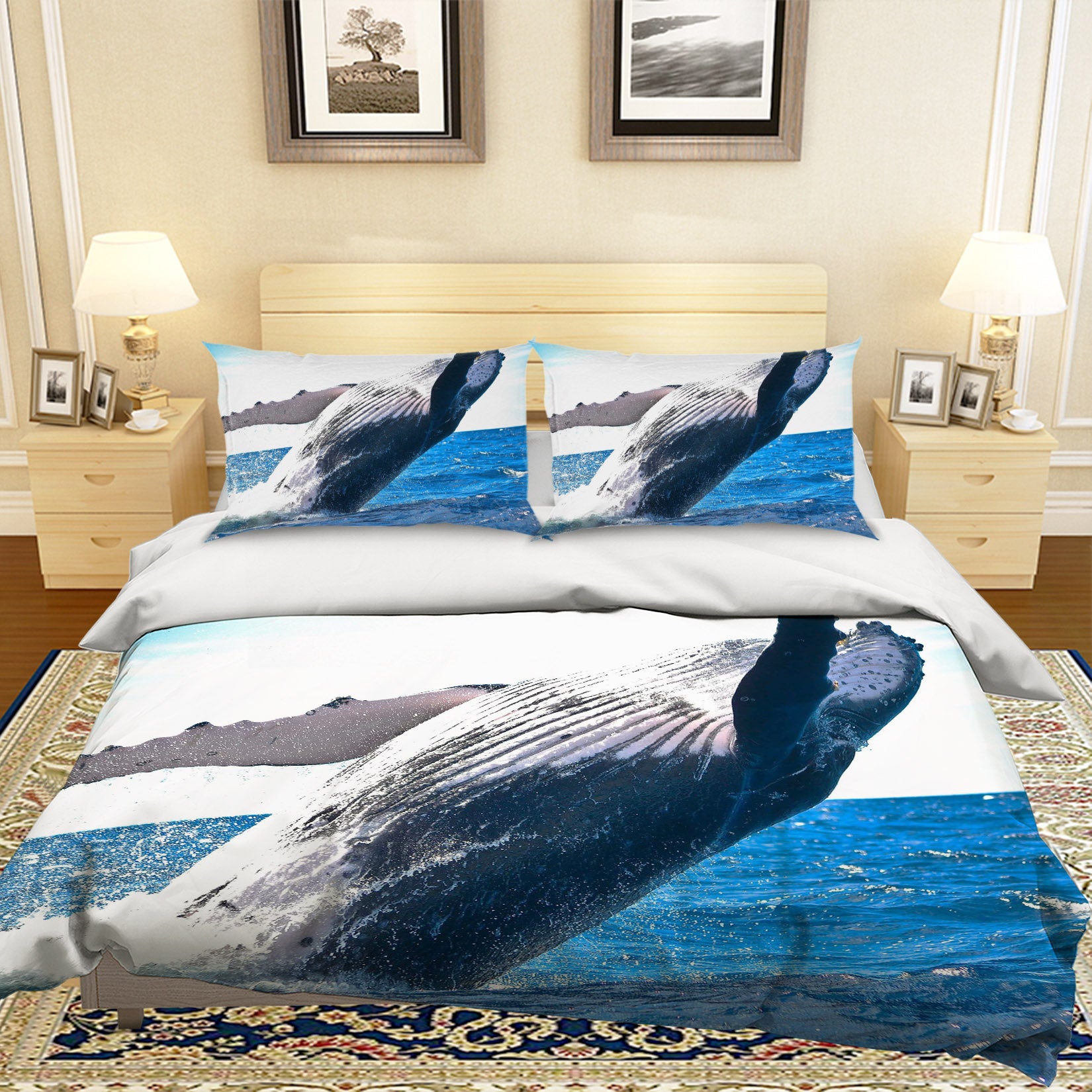 3D Whale Jumping 009 Bed Pillowcases Quilt