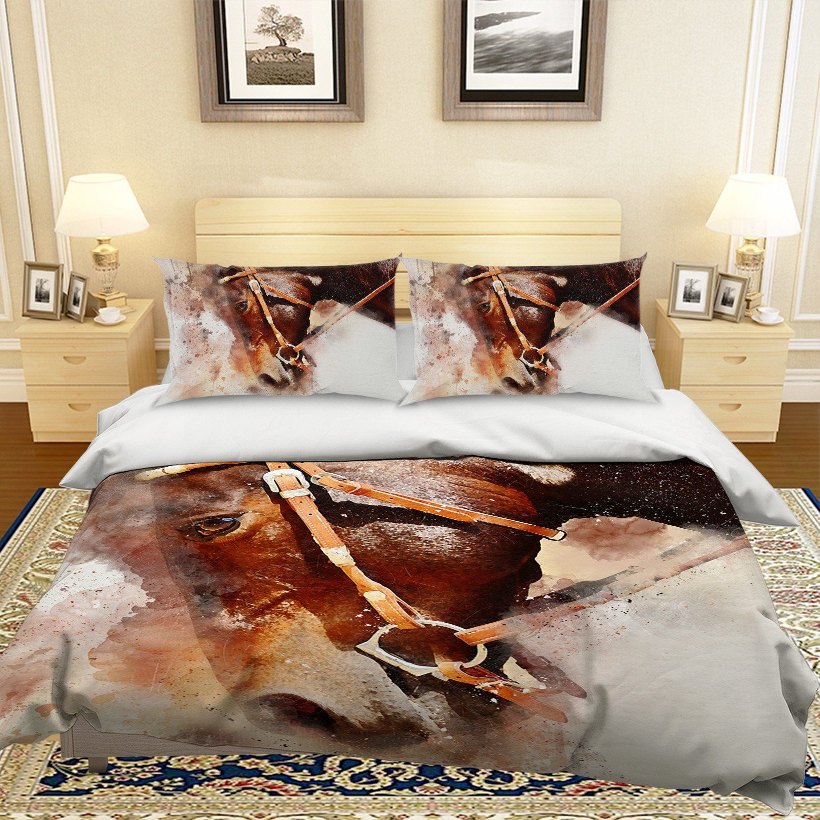 3D Horse Head 1958 Bed Pillowcases Quilt Quiet Covers AJ Creativity Home 
