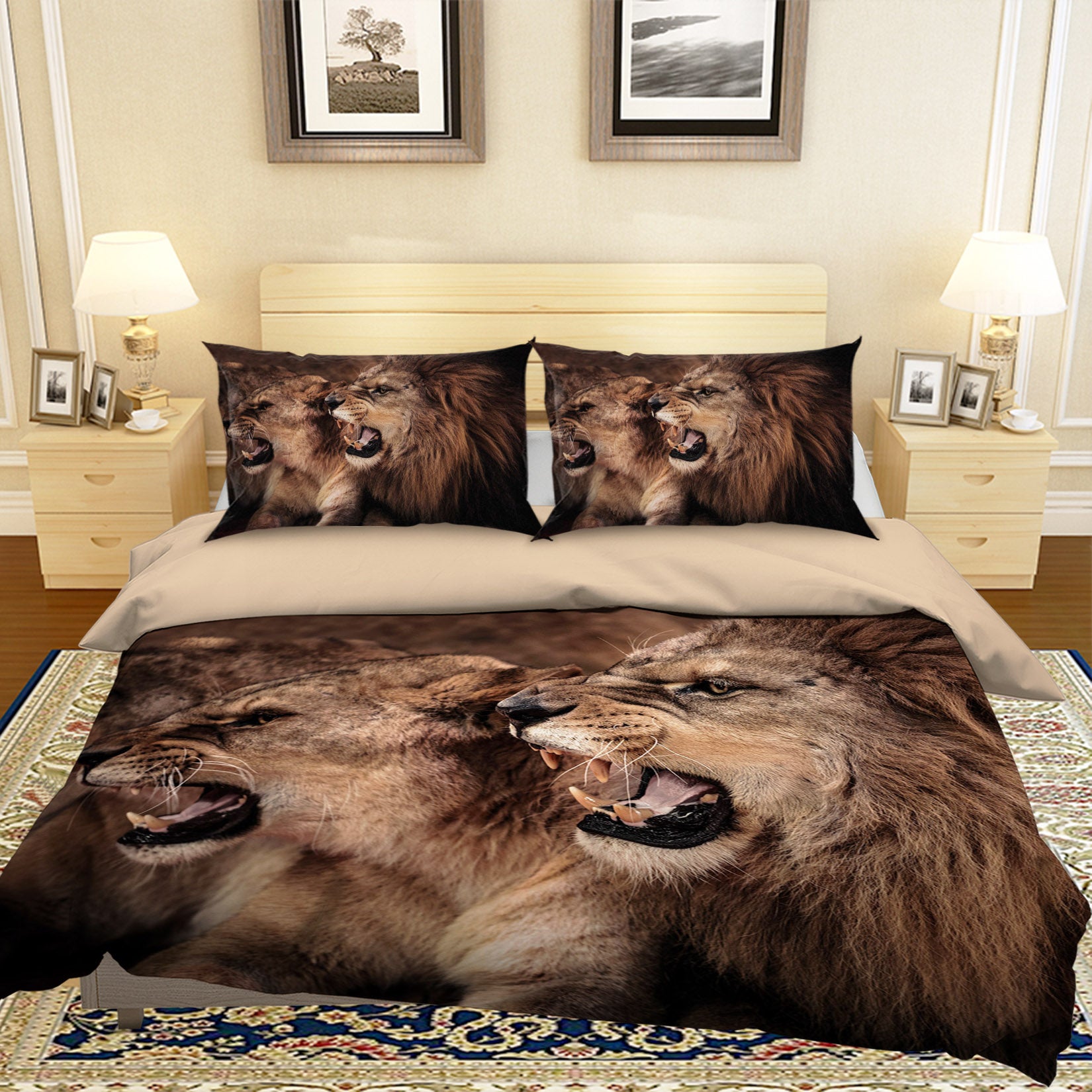 3D Beast Lion 087 Bed Pillowcases Quilt