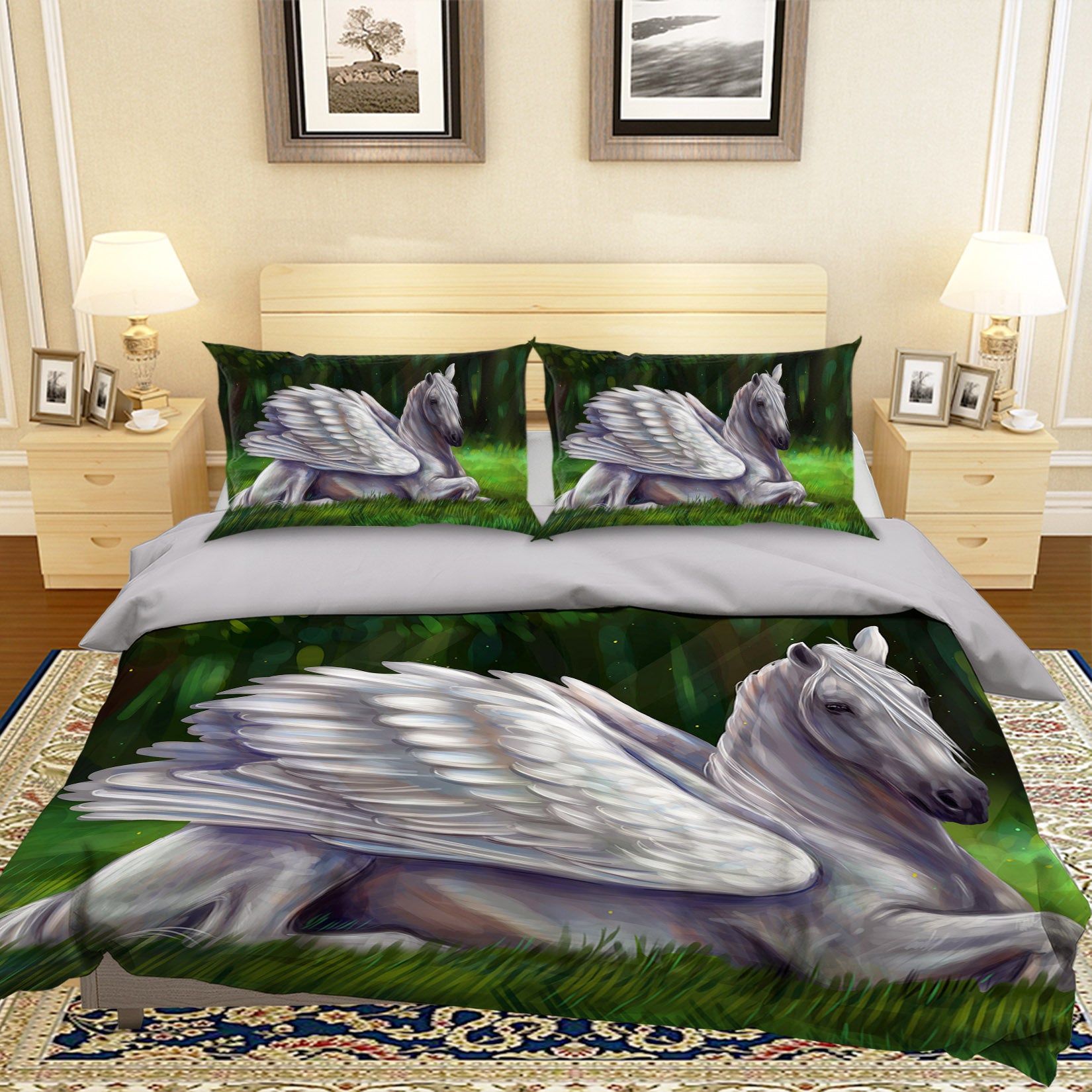 3D Pegasus Lawn 096 Bed Pillowcases Quilt