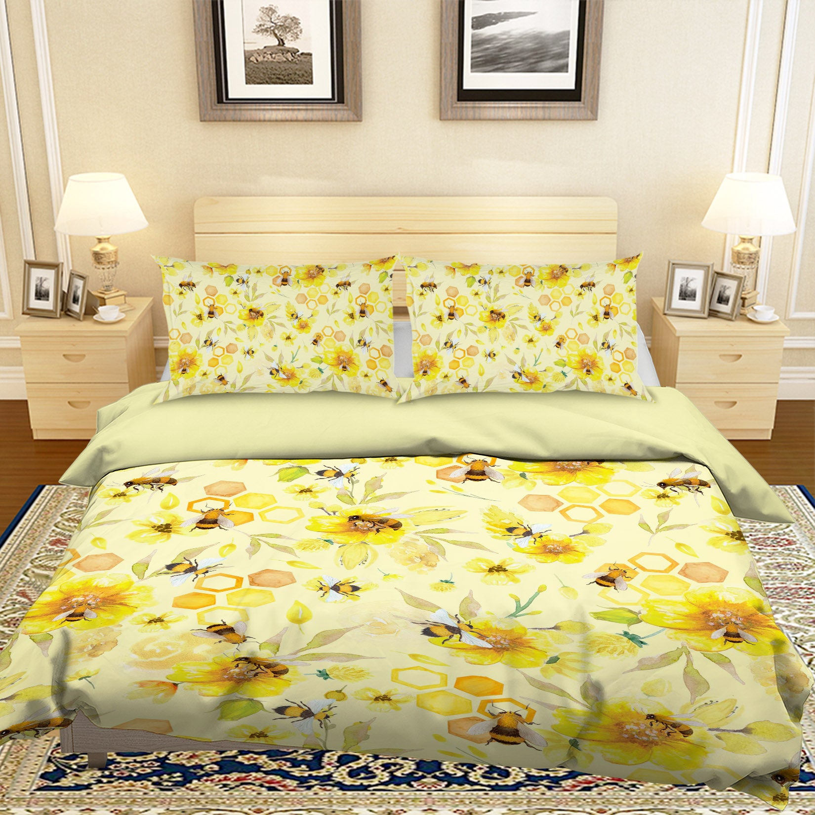 3D Yellow Flowers Bee 18190 Uta Naumann Bedding Bed Pillowcases Quilt