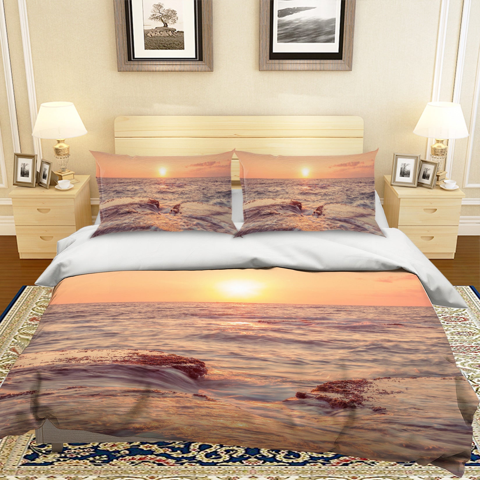 3D Sunset Ocean 1045 Assaf Frank Bedding Bed Pillowcases Quilt