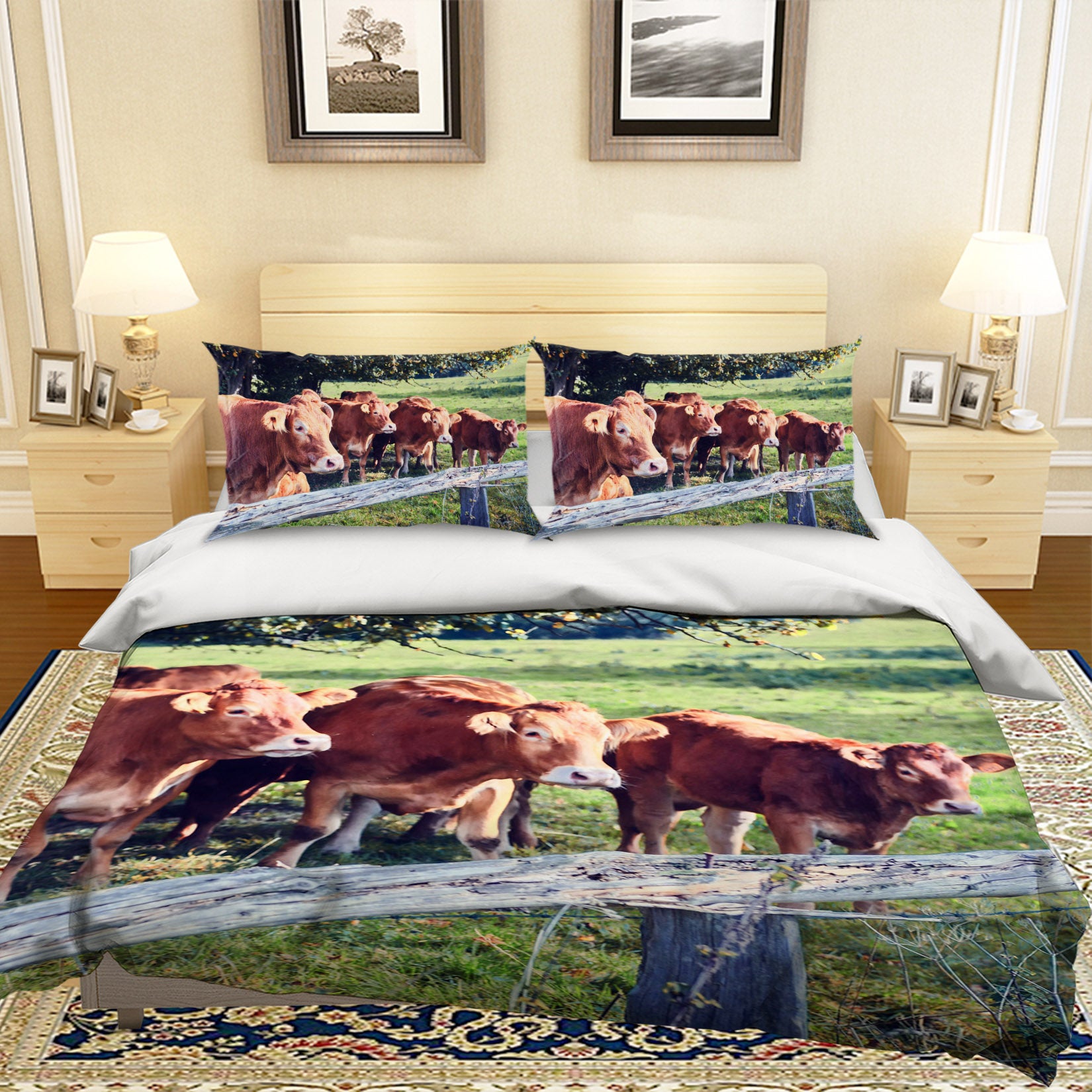 3D River Cattle 046 Bed Pillowcases Quilt