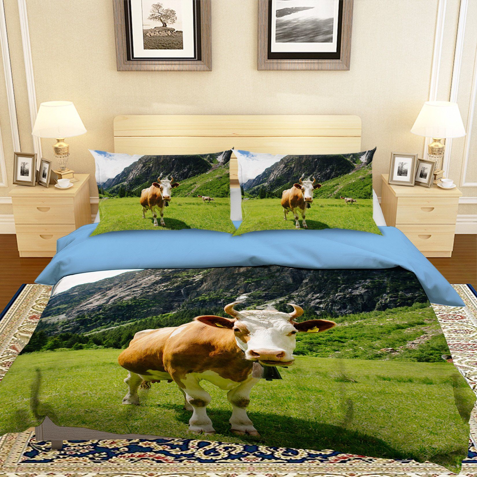 3D Prairie Cow 1904 Bed Pillowcases Quilt Quiet Covers AJ Creativity Home 