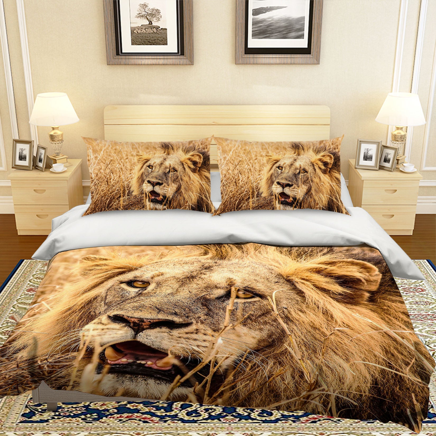 3D Yellow Lion 013 Bed Pillowcases Quilt