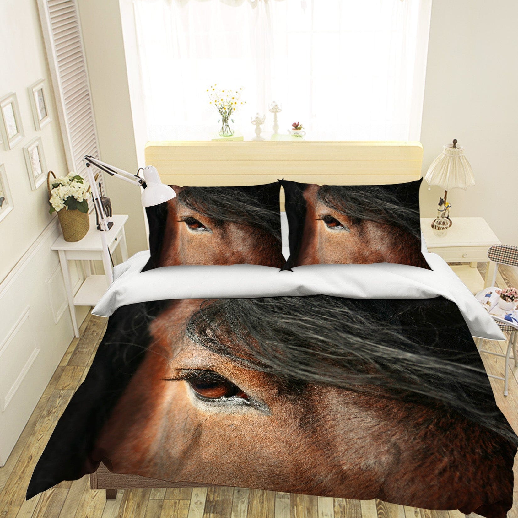 3D Horse Eye 1911 Bed Pillowcases Quilt Quiet Covers AJ Creativity Home 