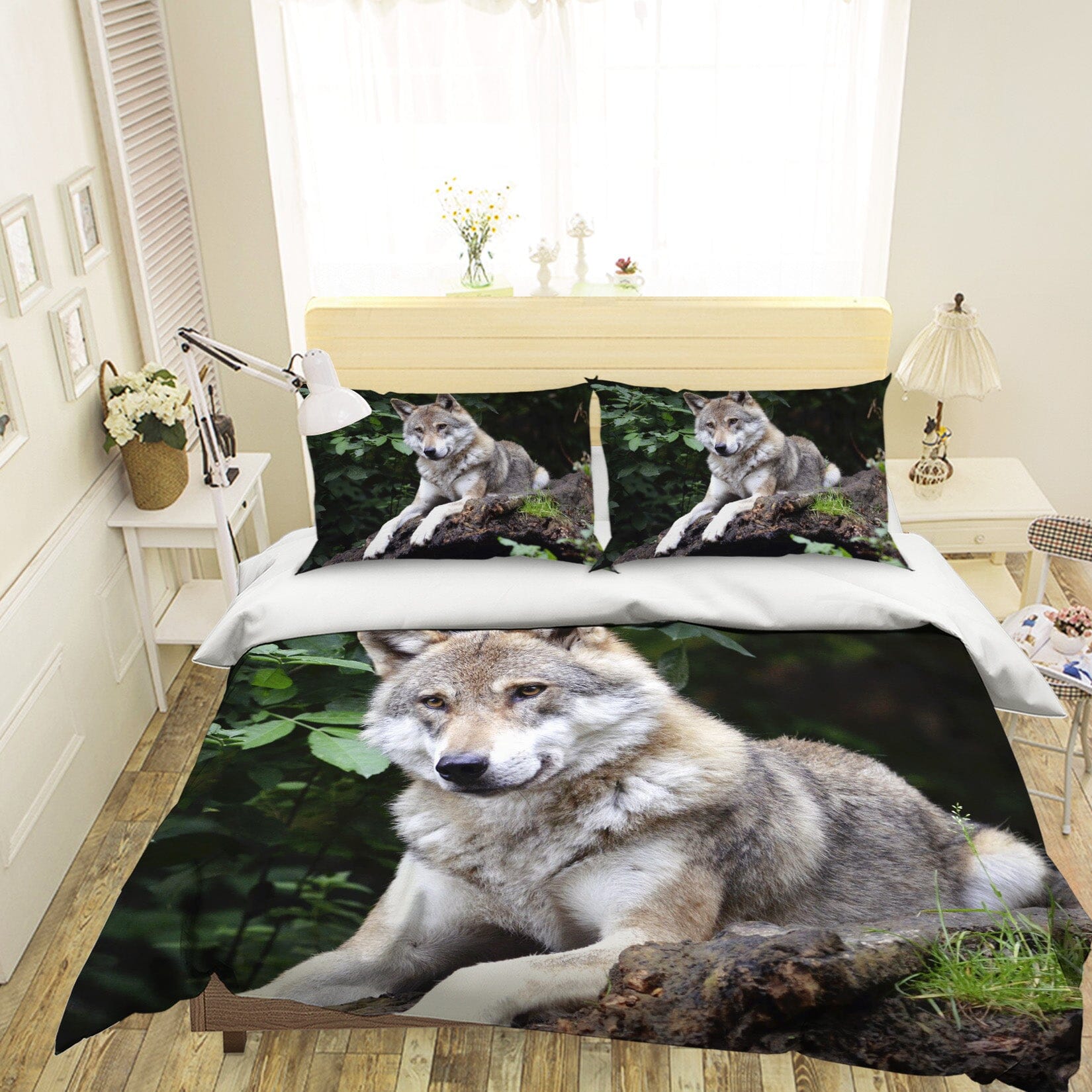 3D Wild Wolf 1954 Bed Pillowcases Quilt Quiet Covers AJ Creativity Home 