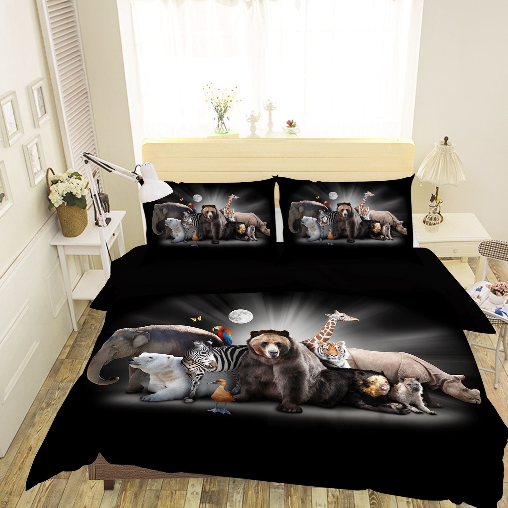 3D Black Elephant 015 Bed Pillowcases Quilt