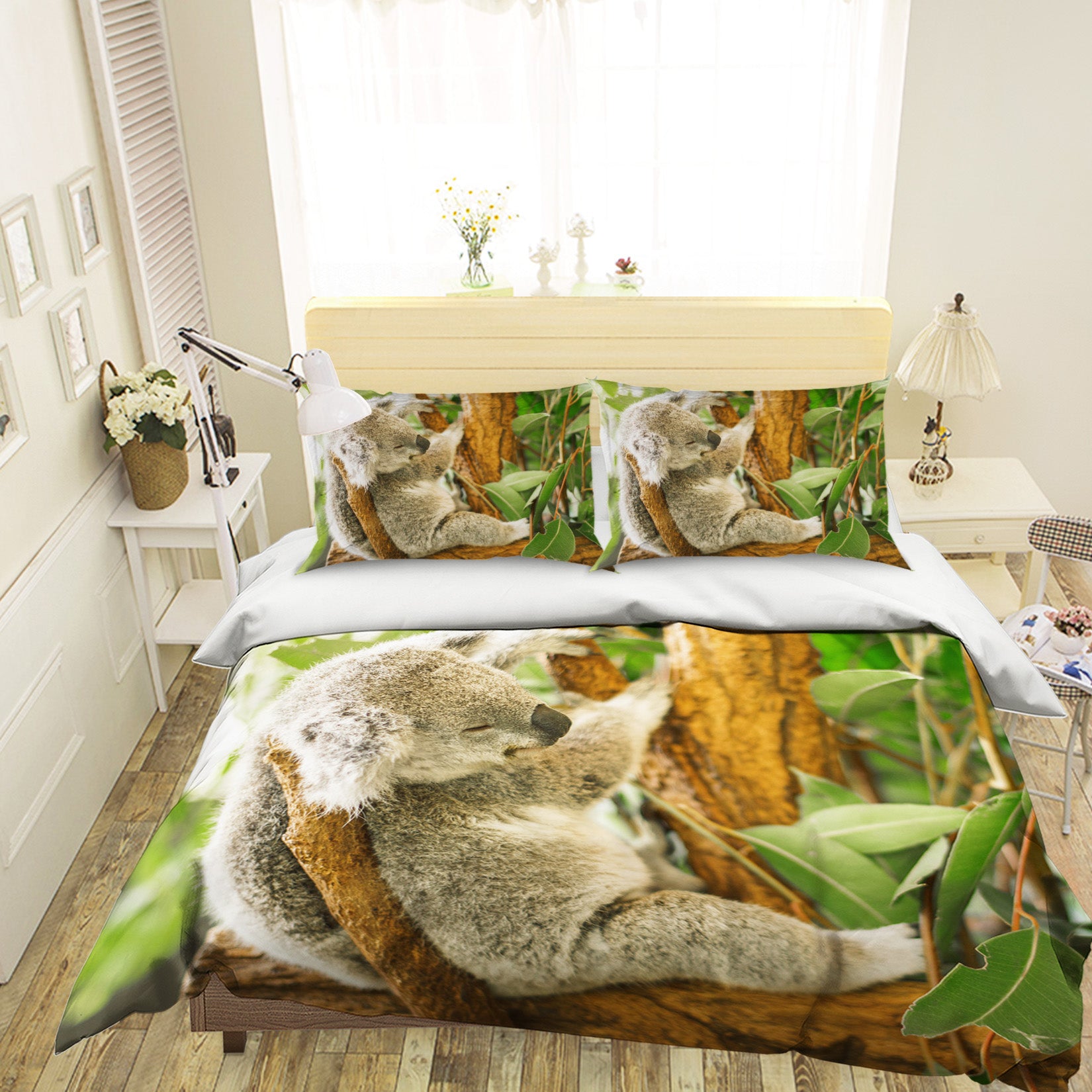 3D Koala Eucalyptus 077 Bed Pillowcases Quilt