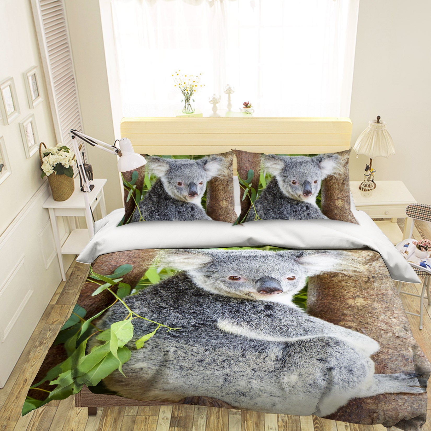 3D Koala Tree 080 Bed Pillowcases Quilt