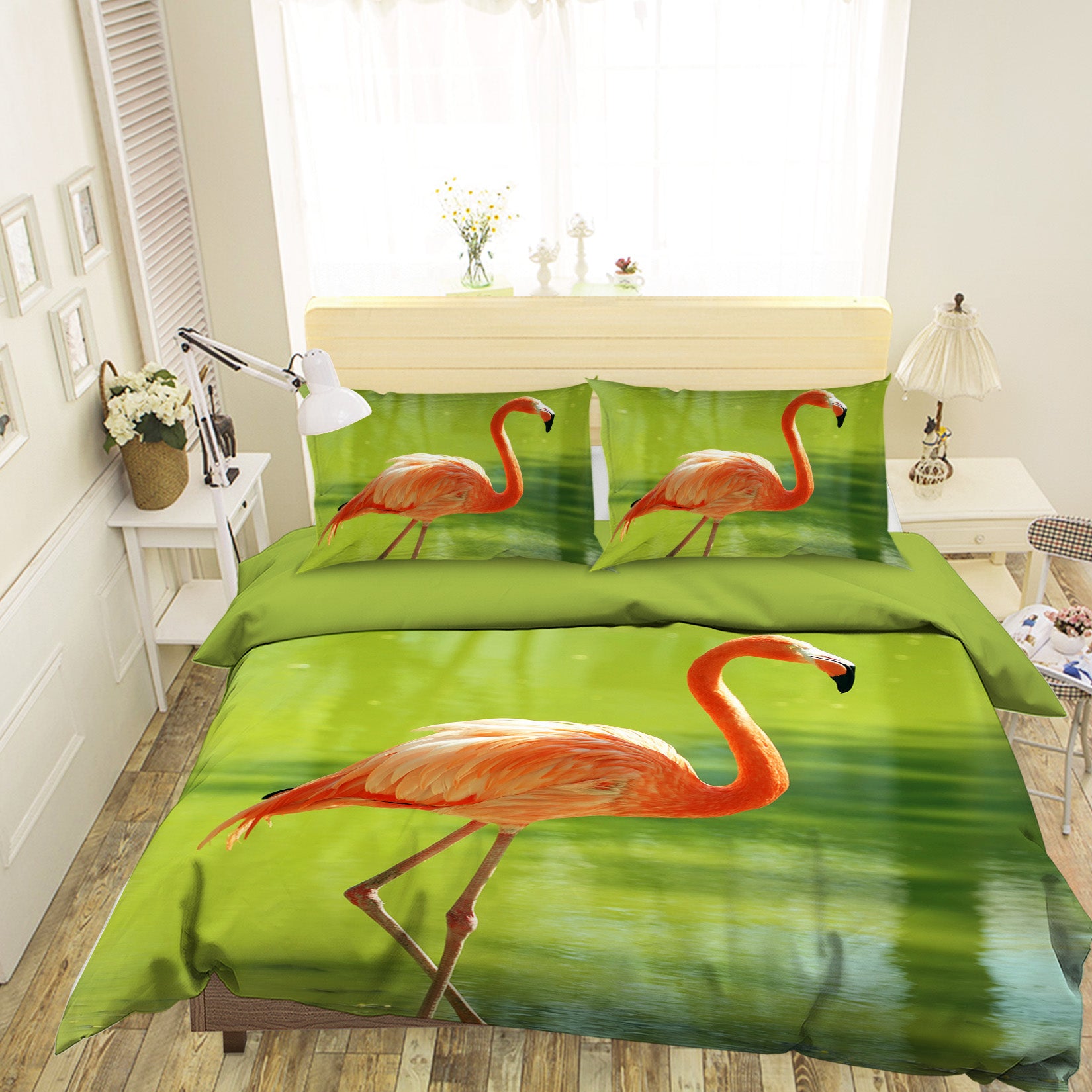 3D River Flamingo 025 Bed Pillowcases Quilt