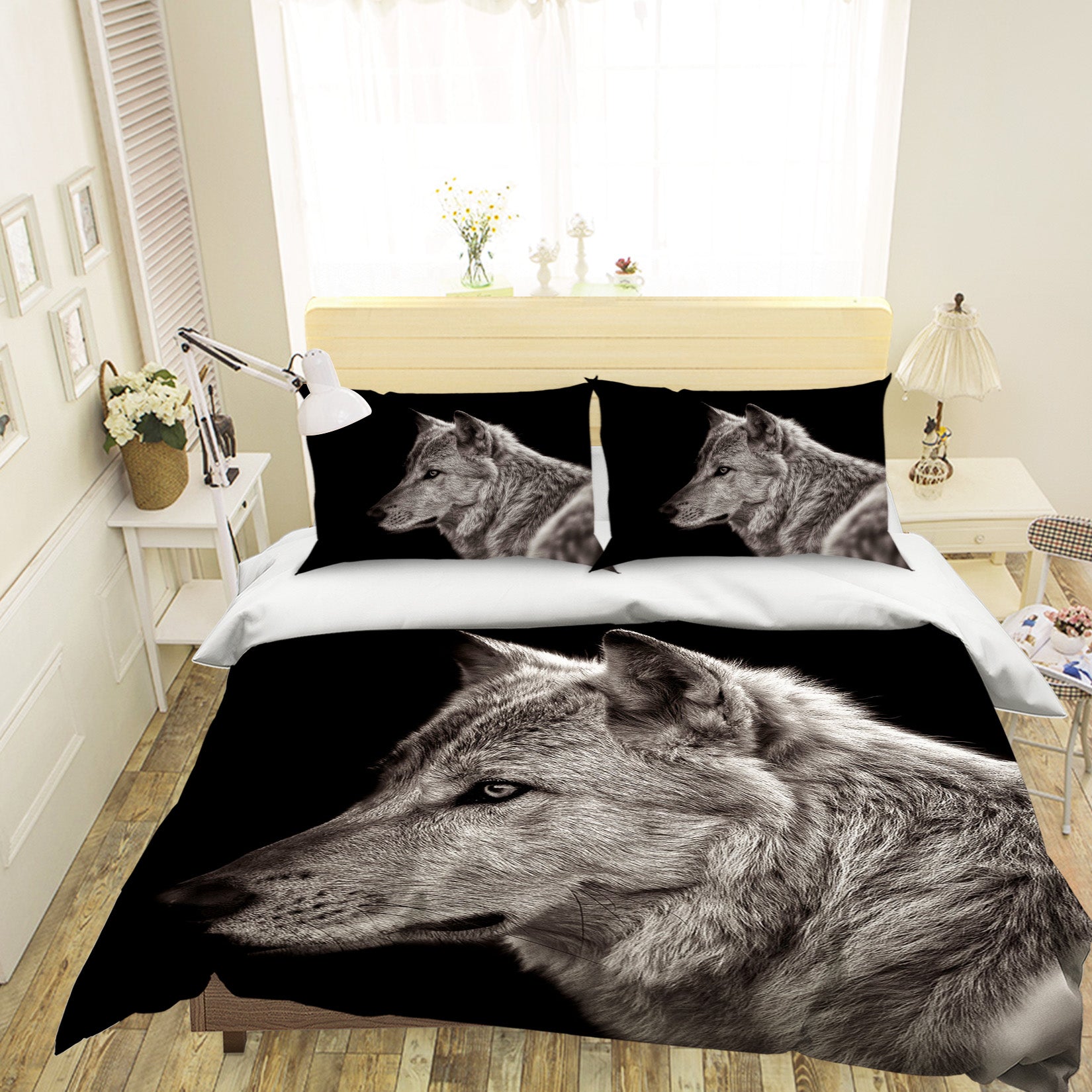 3D Gray Wolf 051 Bed Pillowcases Quilt