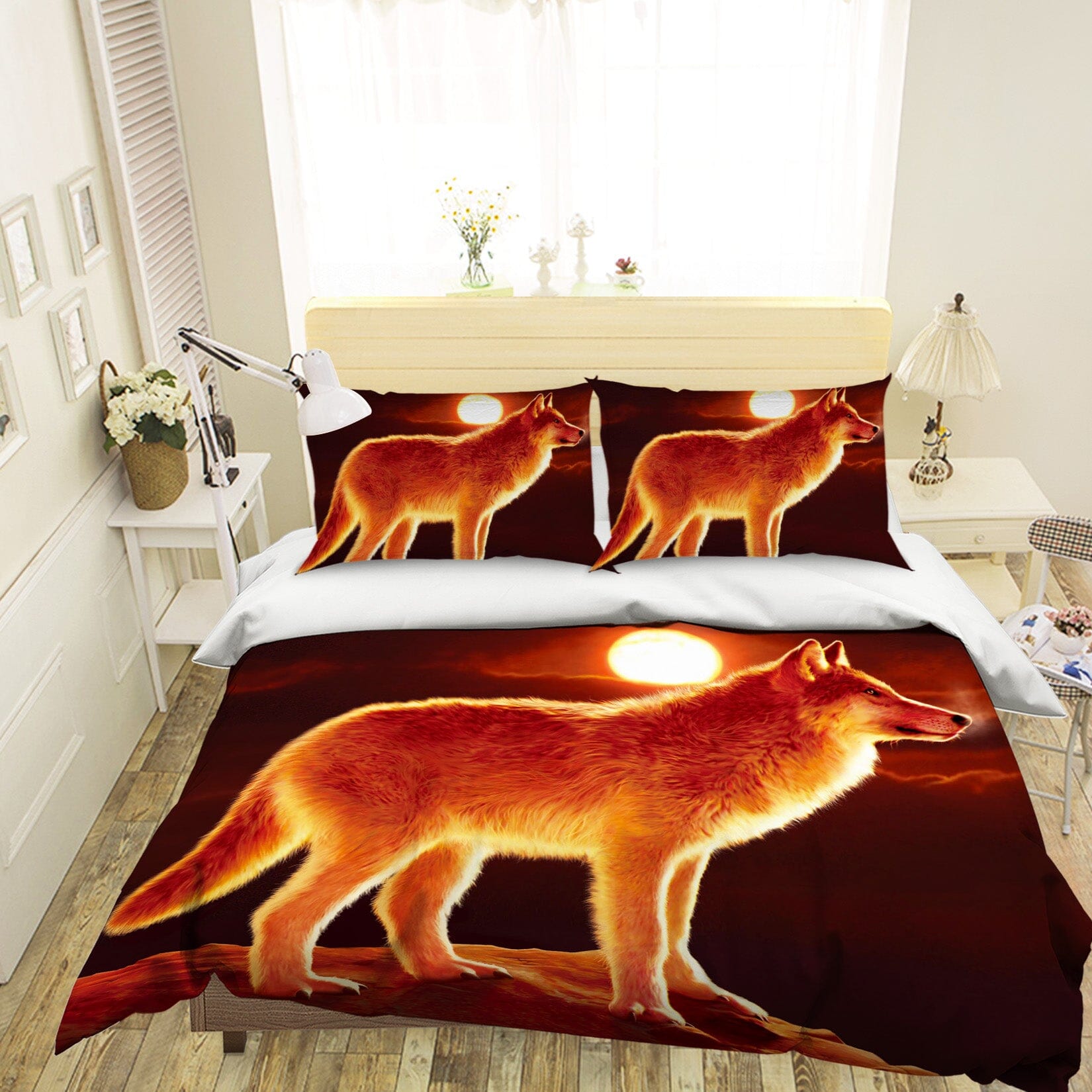 3D Sunset Wolf 084 Bed Pillowcases Quilt Exclusive Designer Vincent Quiet Covers AJ Creativity Home 