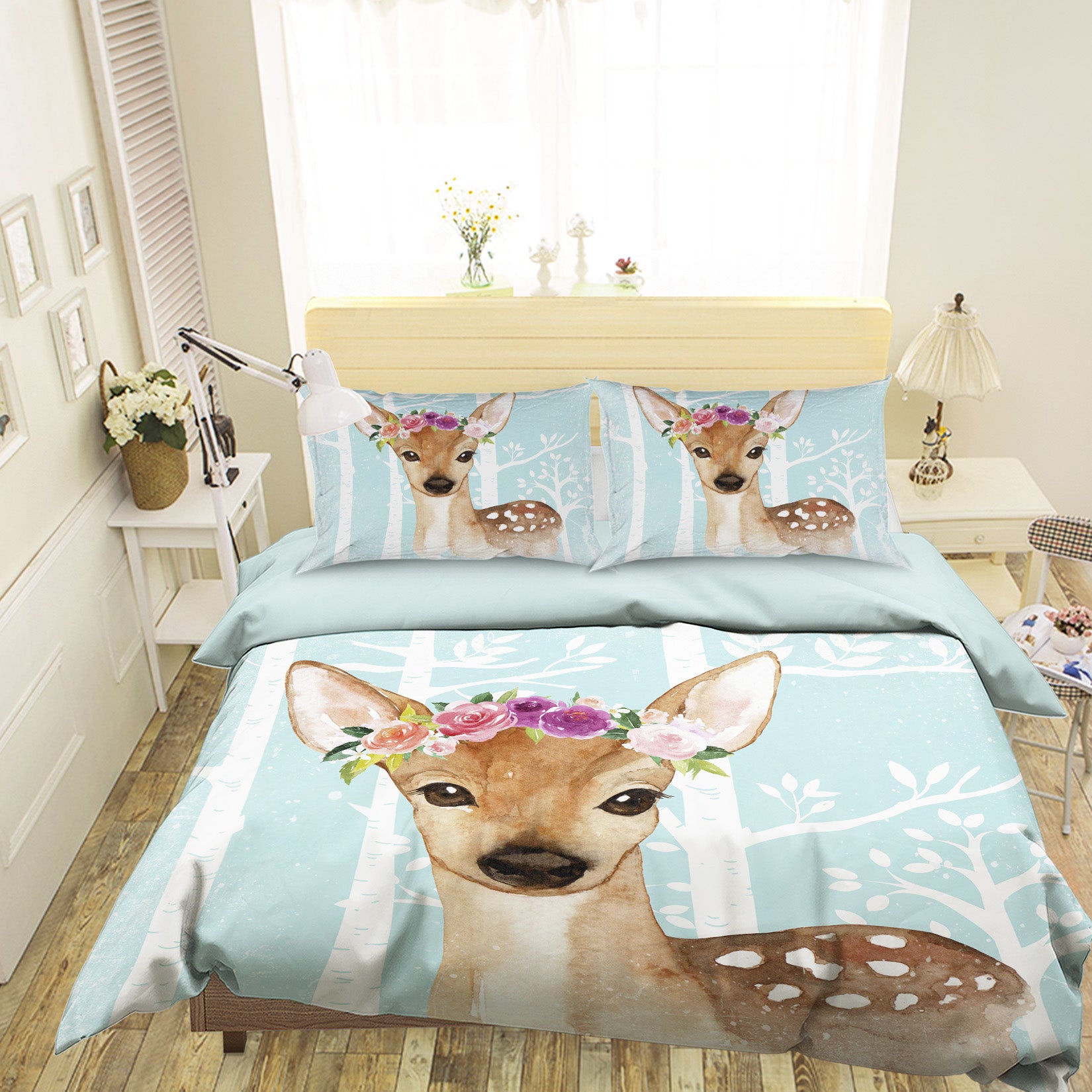 3D Sika Deer Flower 252 Uta Naumann Bedding Bed Pillowcases Quilt