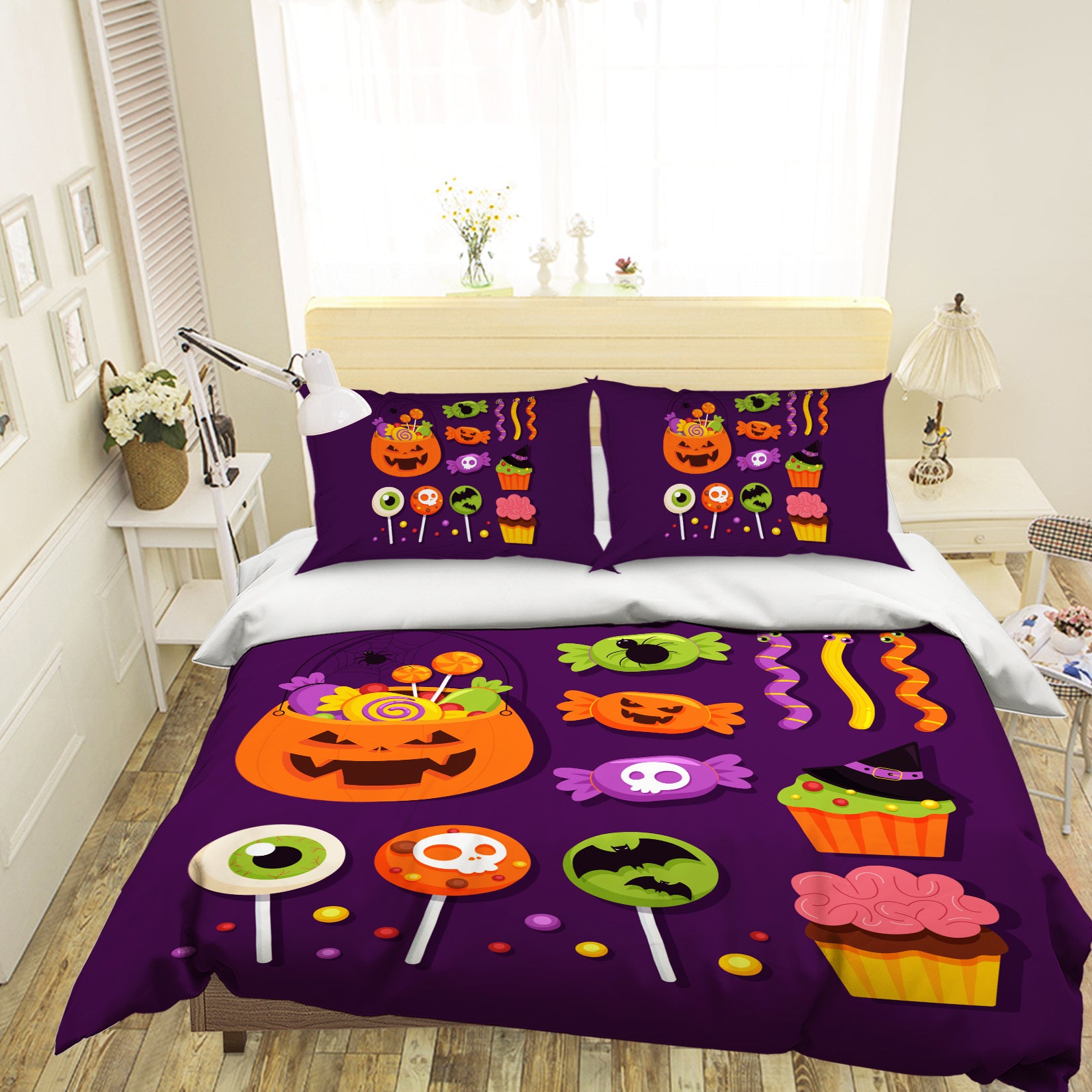 3D Pumpkin Lollipop 1216 Halloween Bed Pillowcases Quilt Quiet Covers AJ Creativity Home 