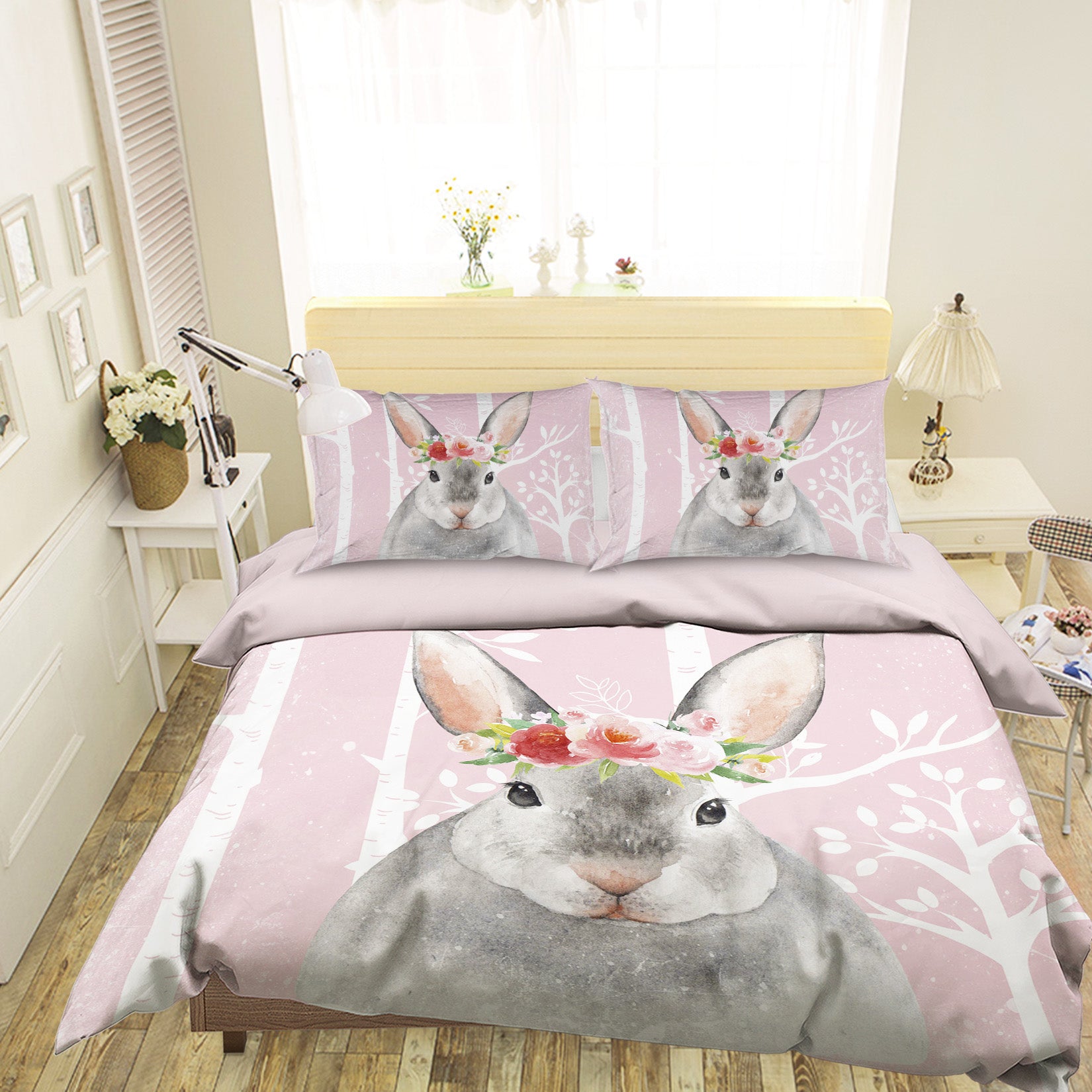 3D Pink Bottom Rabbit 18123 Uta Naumann Bedding Bed Pillowcases Quilt