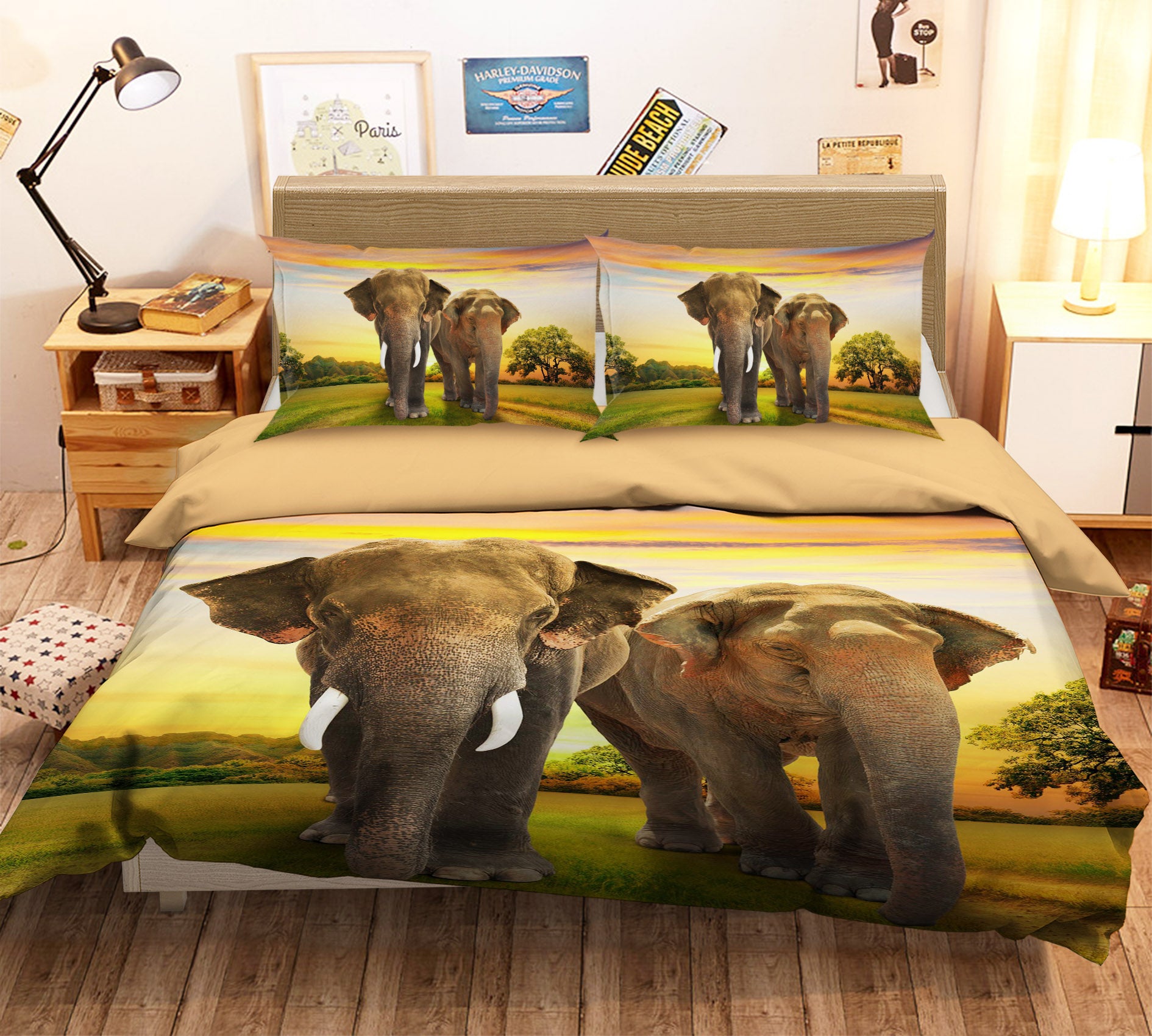 3D Steppe Elephant 124 Bed Pillowcases Quilt