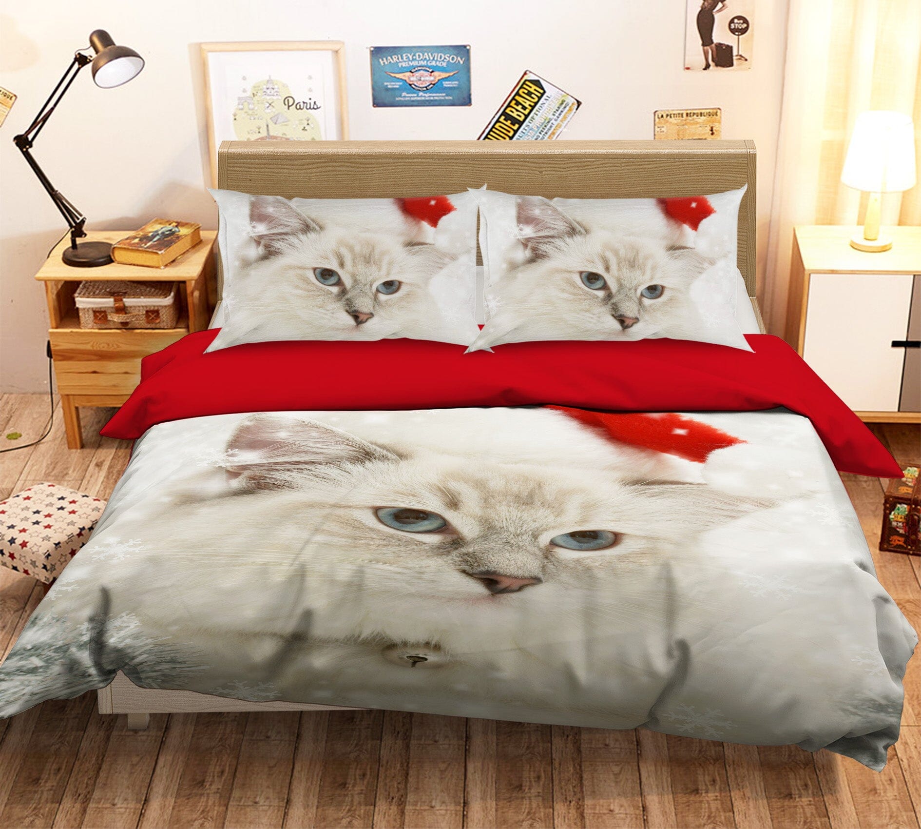 3D Cute Cat 1907 Bed Pillowcases Quilt Quiet Covers AJ Creativity Home 